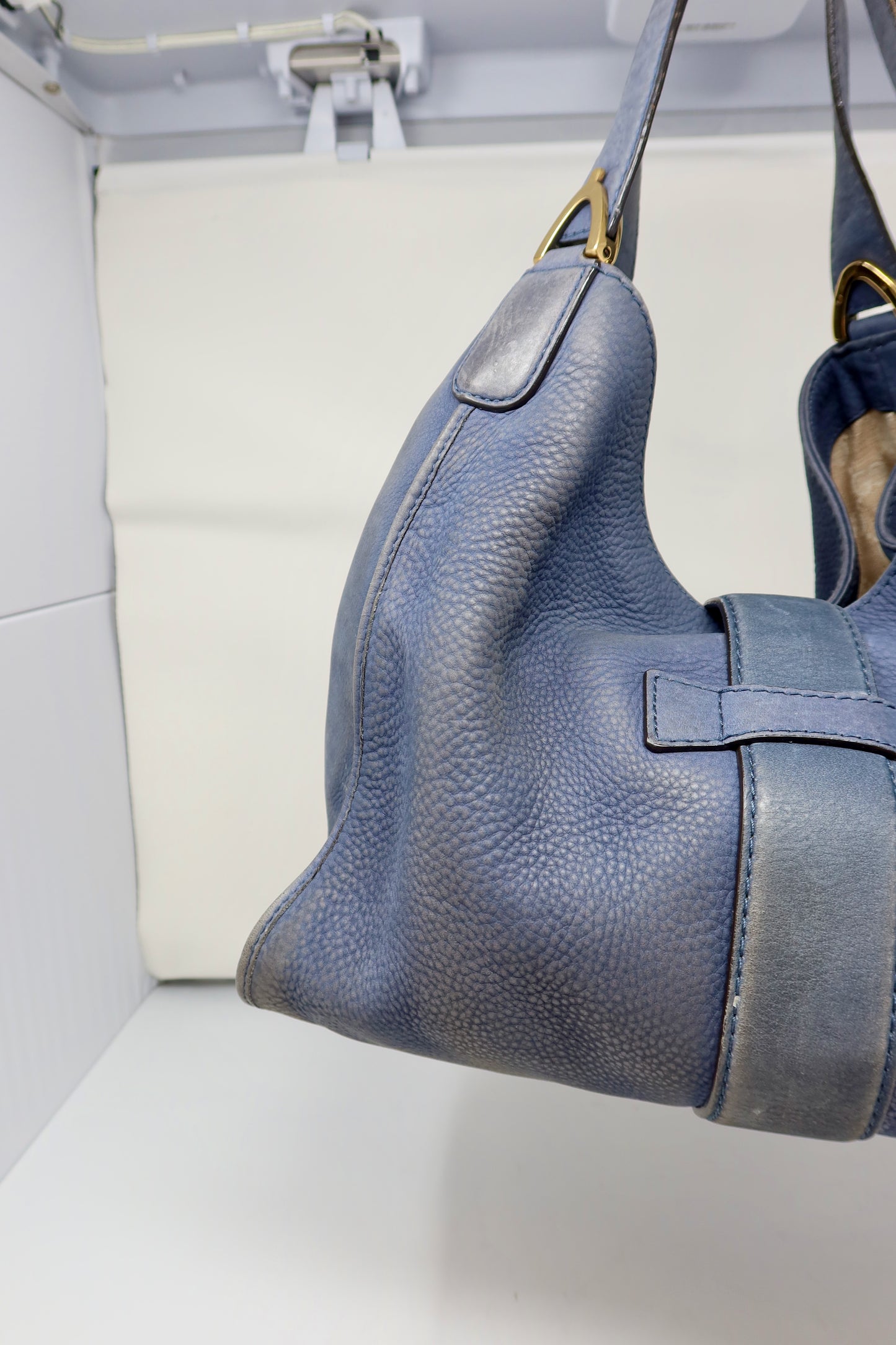 Gucci Horsebit Blue Leather Hobo Bag