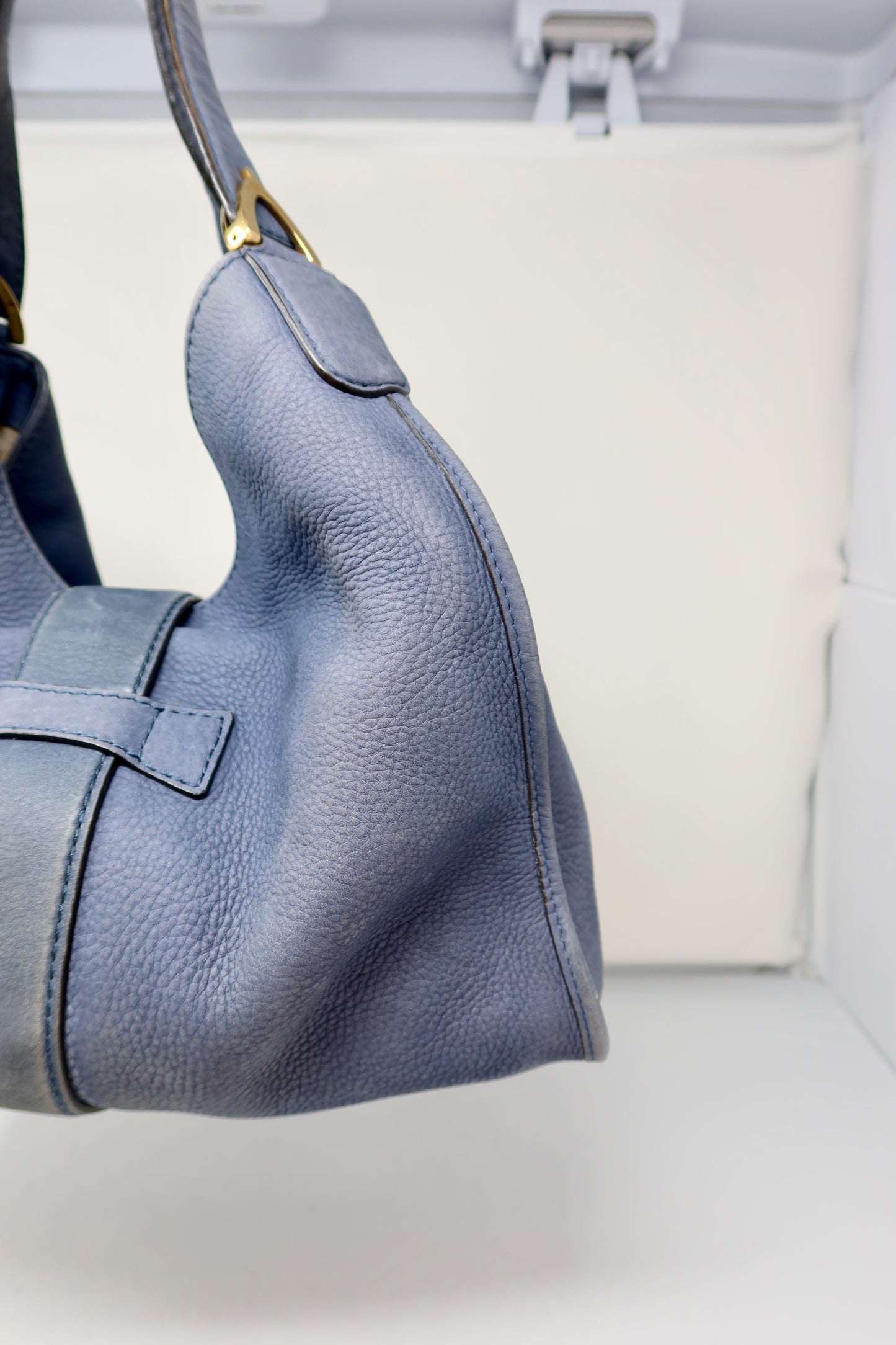 Gucci Horsebit Blue Leather Hobo Bag