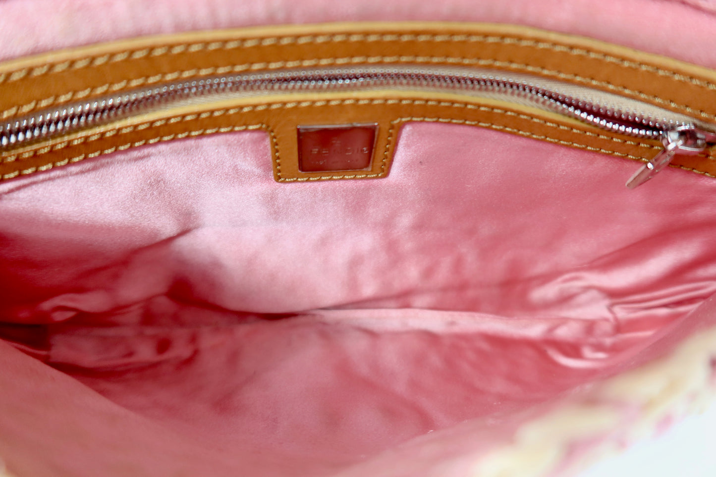 Fendi Pink and White Crochet Baguette - Under $2000