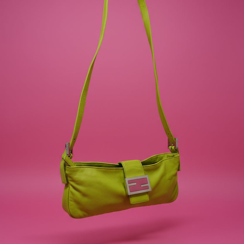 Fendi Lime Green Skinny Baguette Shoulder Bag