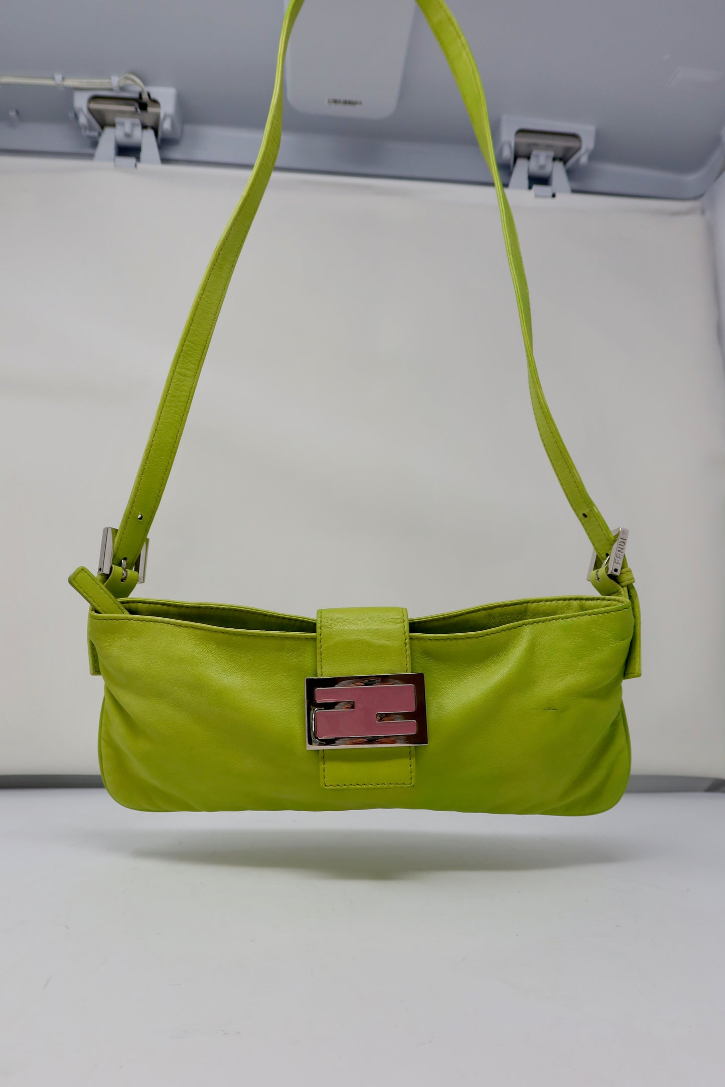 Fendi Lime Green Skinny Baguette Shoulder Bag