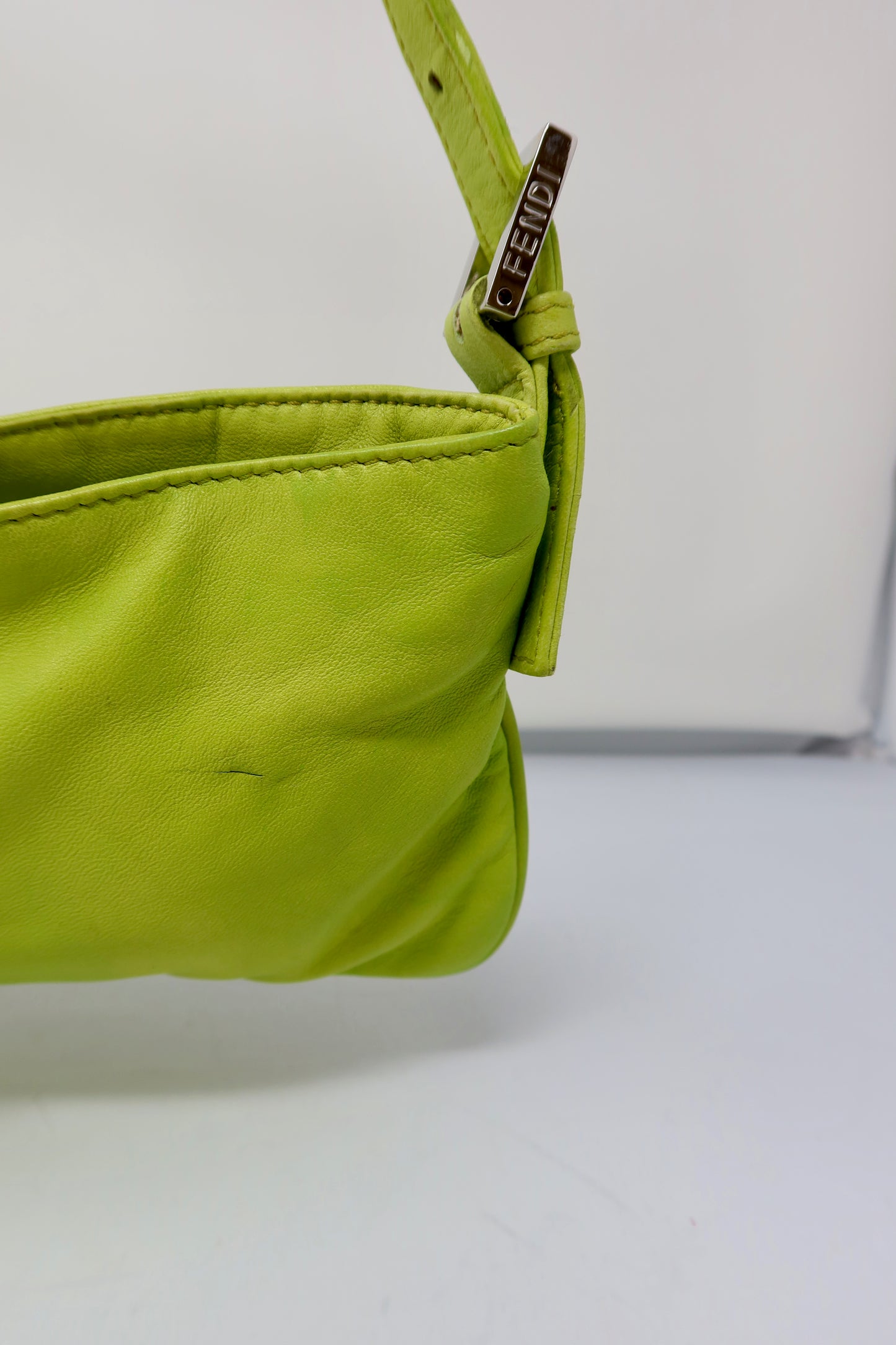 Fendi Lime Green Skinny Baguette Shoulder Bag