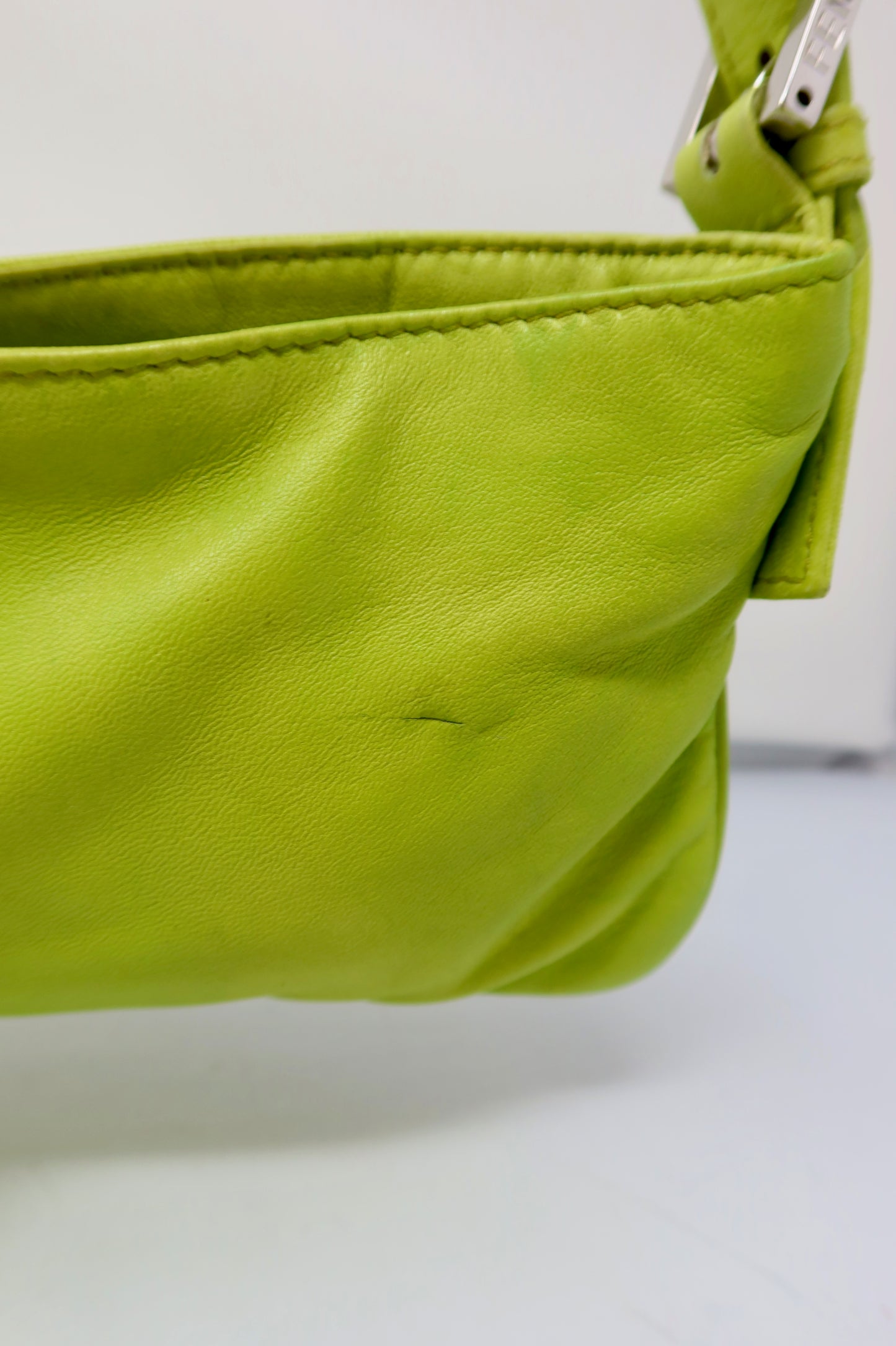 Fendi Lime Green Skinny Baguette Shoulder Bag