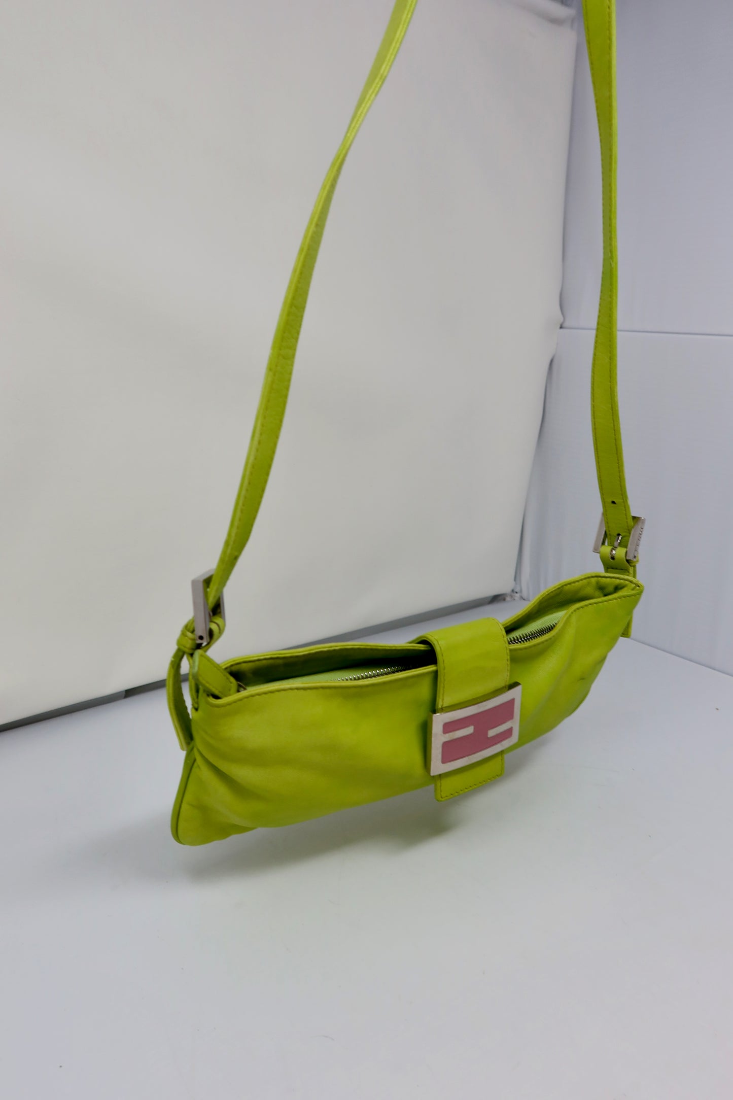 Fendi Lime Green Skinny Baguette Shoulder Bag