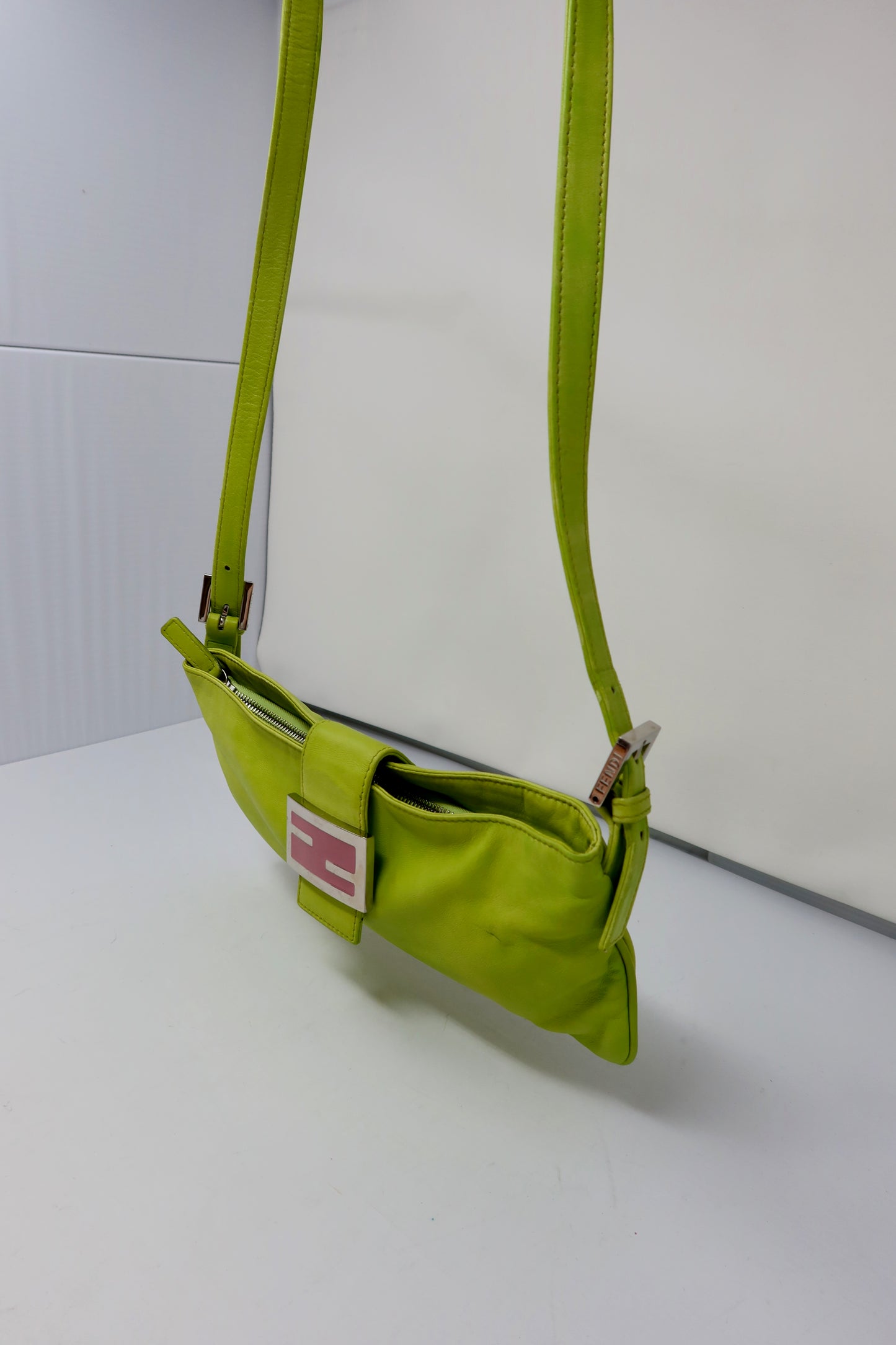 Fendi Lime Green Skinny Baguette Shoulder Bag