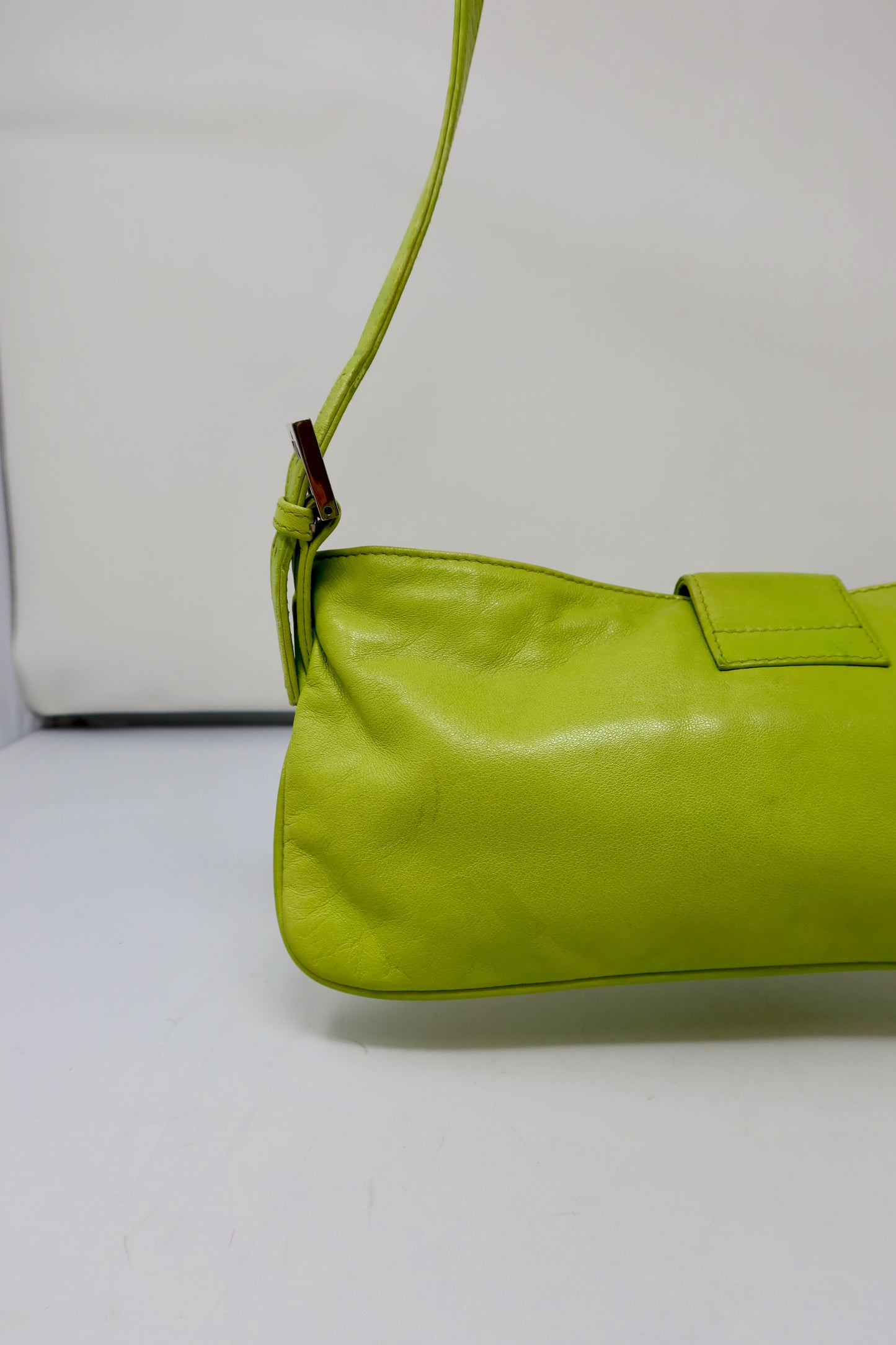 Fendi Lime Green Skinny Baguette Shoulder Bag