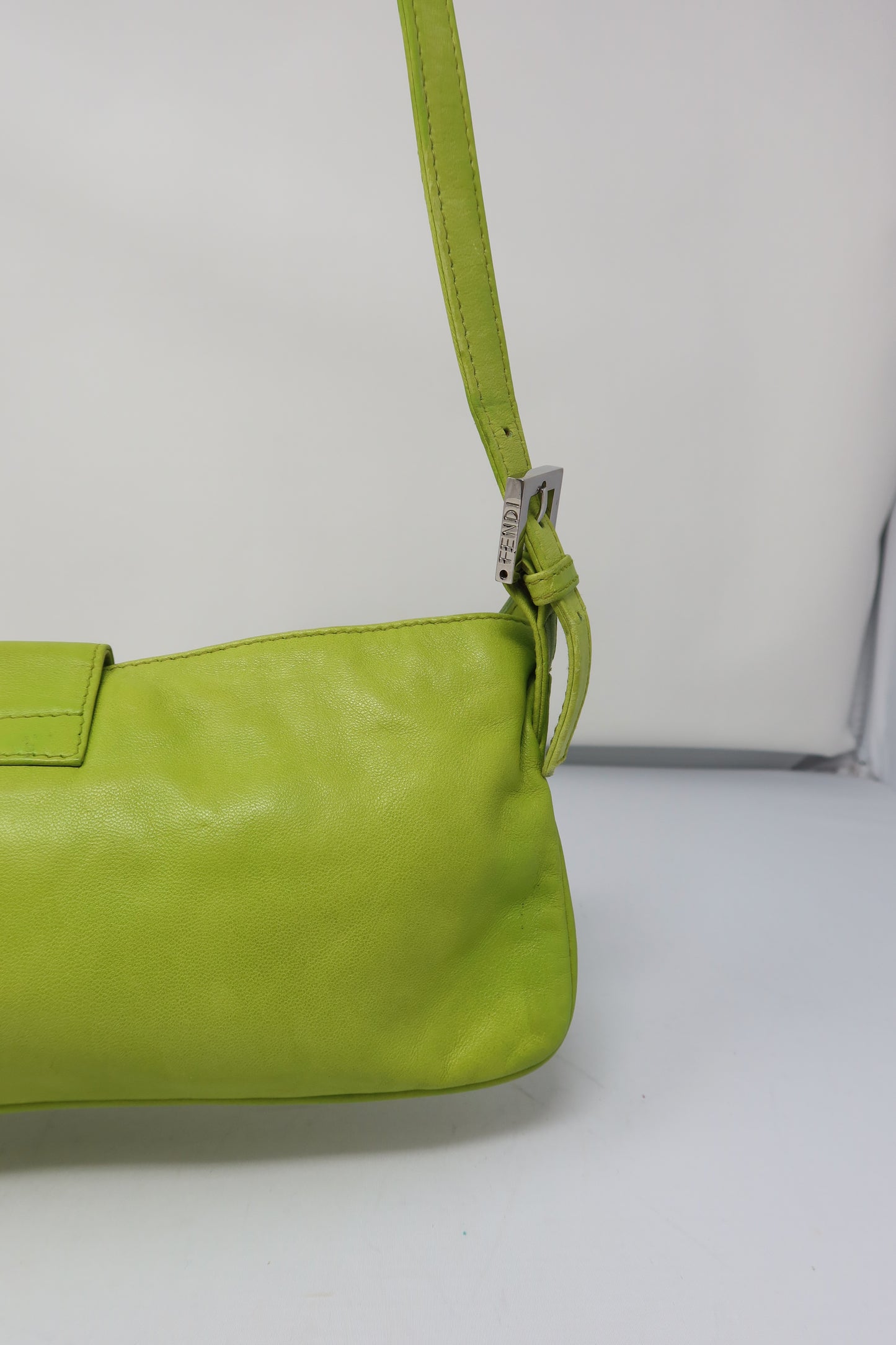 Fendi Lime Green Skinny Baguette Shoulder Bag