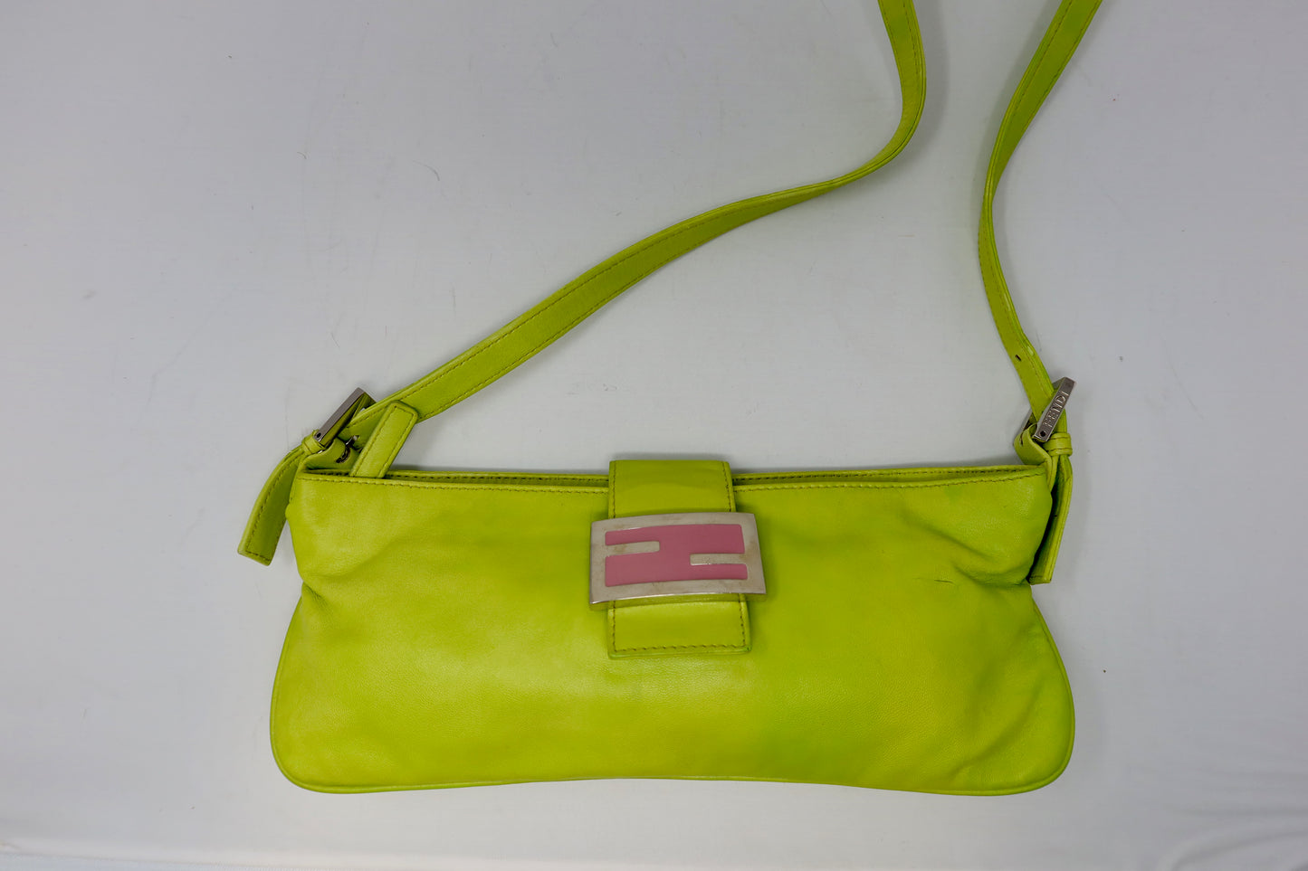 Fendi Lime Green Skinny Baguette Shoulder Bag
