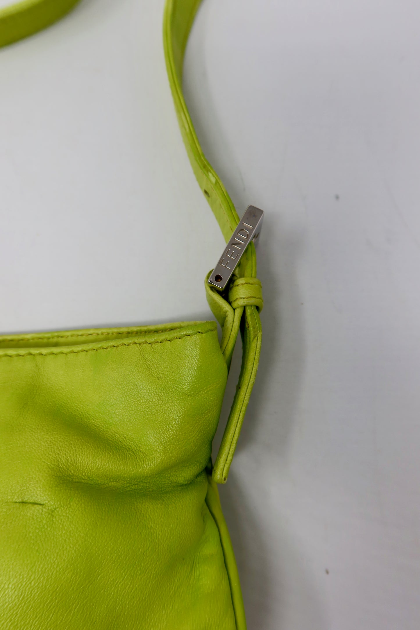 Fendi Lime Green Skinny Baguette Shoulder Bag