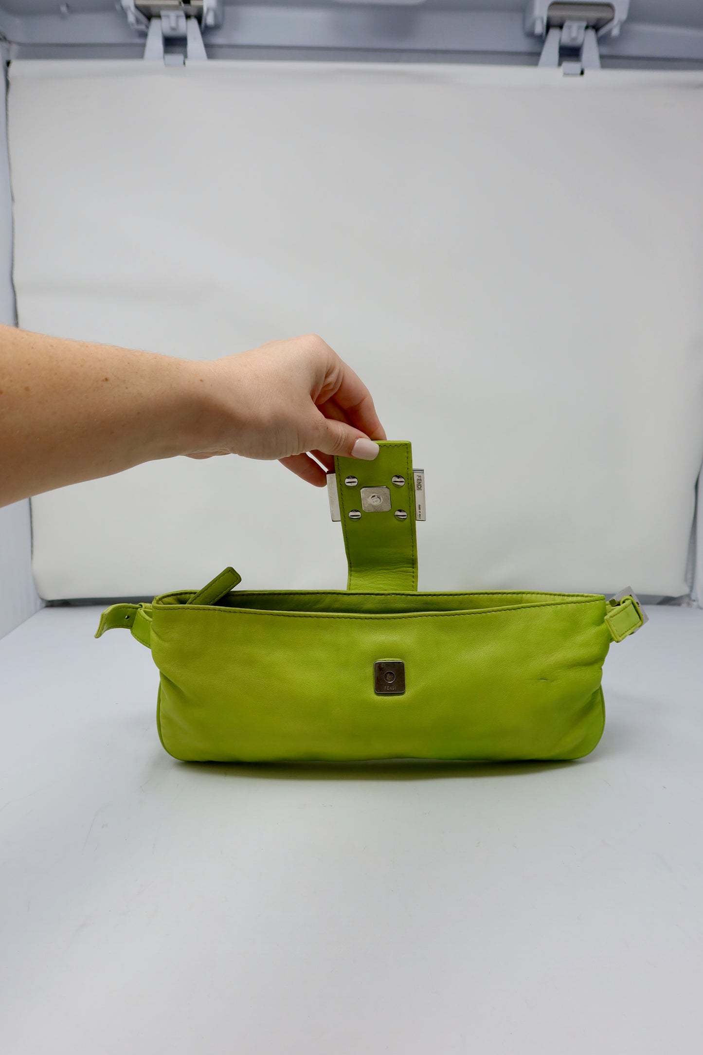 Fendi Lime Green Skinny Baguette Shoulder Bag