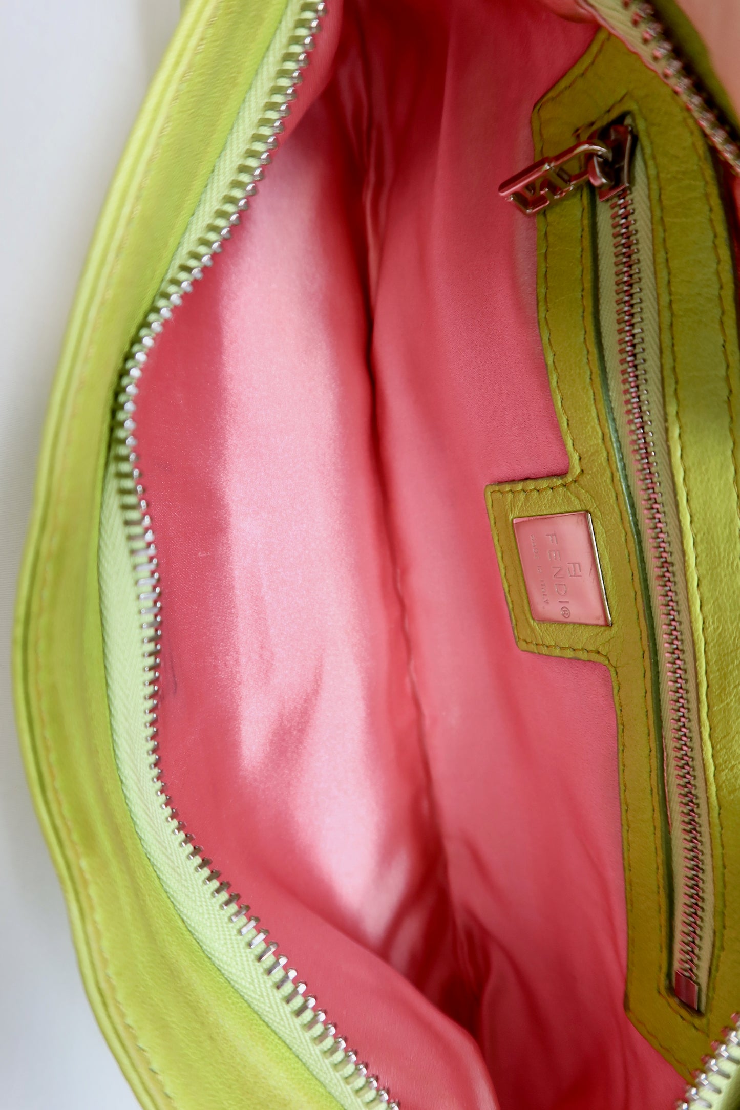Fendi Lime Green Skinny Baguette Shoulder Bag