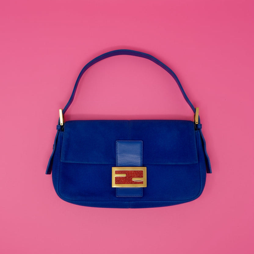Fendi Baguette Blue Suede