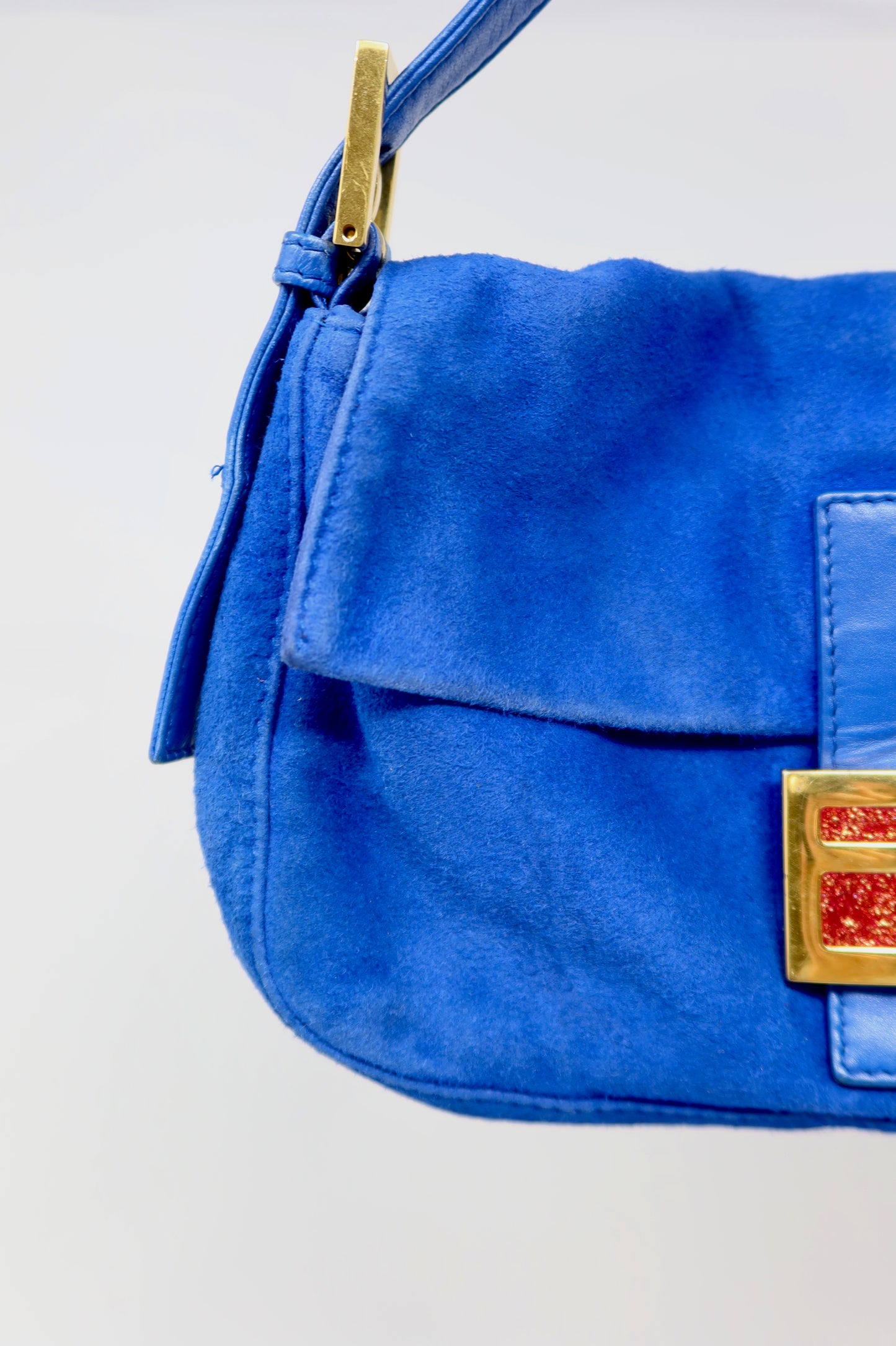 Fendi Baguette Blue Suede
