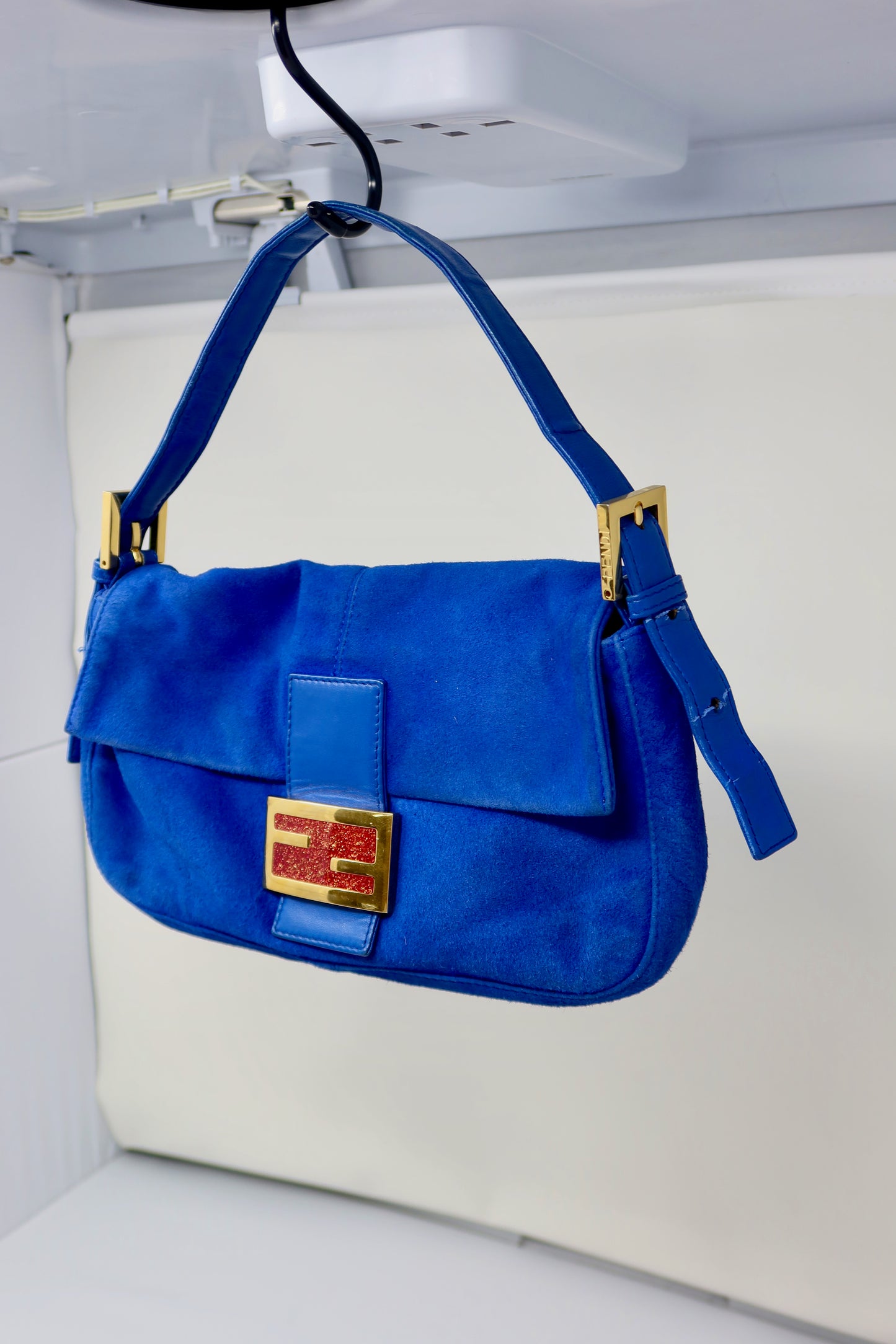 Fendi Baguette Blue Suede