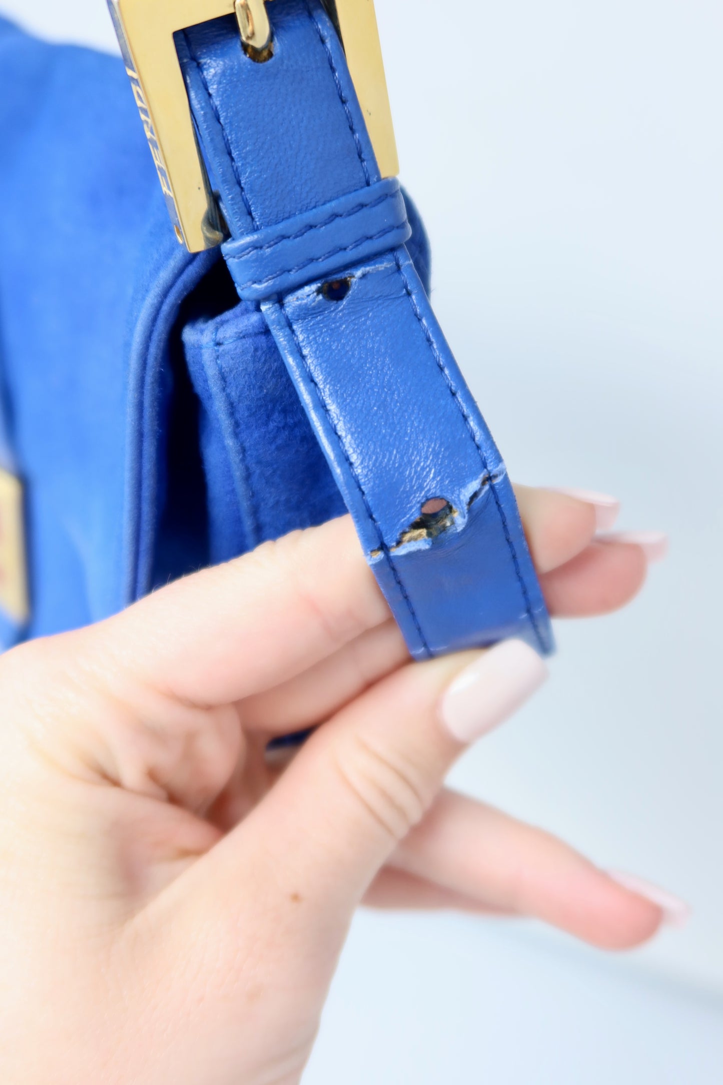 Fendi Baguette Blue Suede