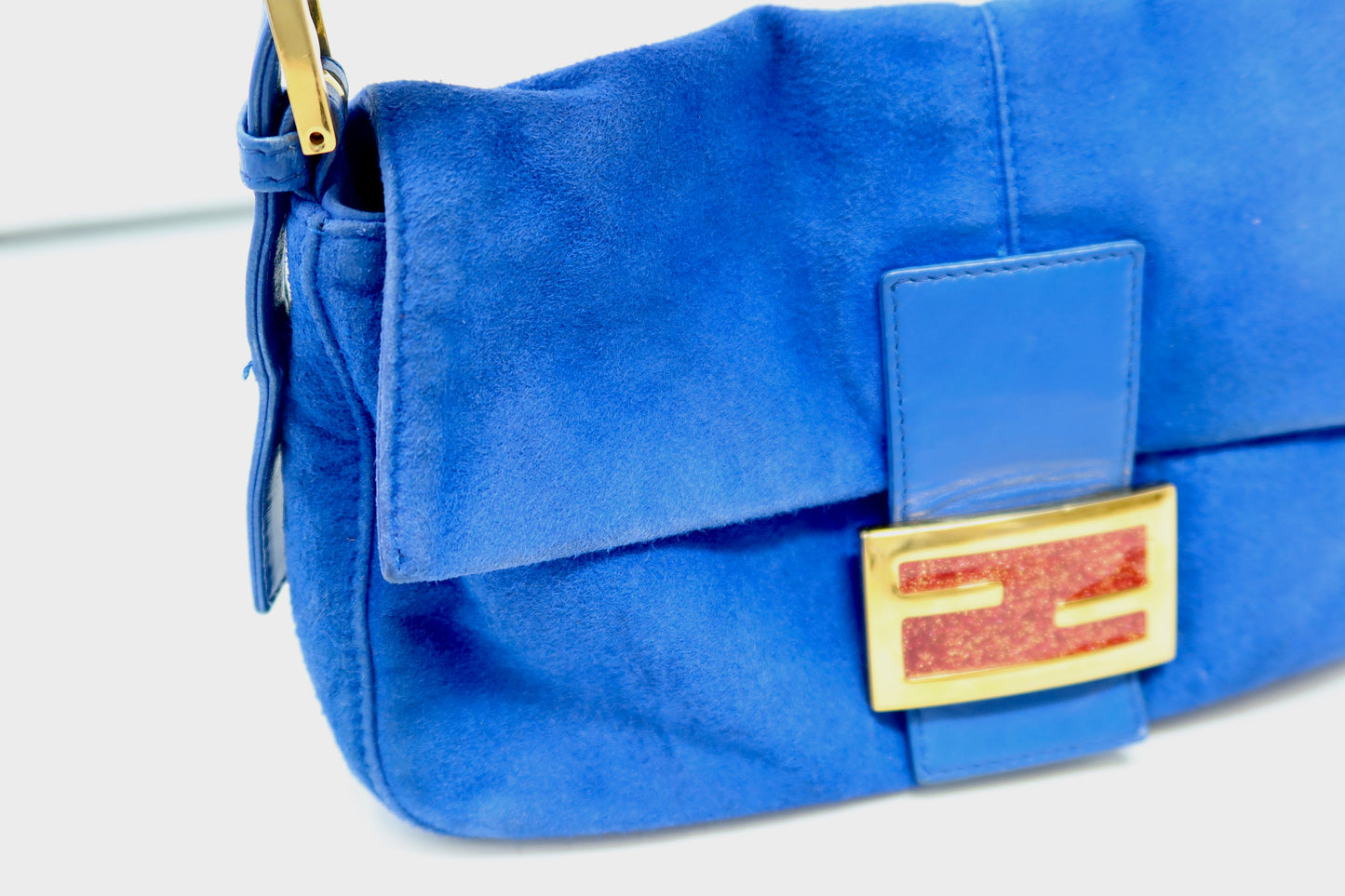 Fendi Baguette Blue Suede