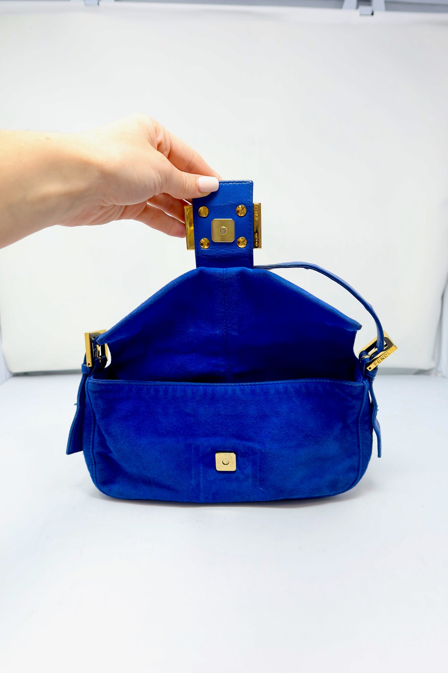 Fendi Baguette Blue Suede