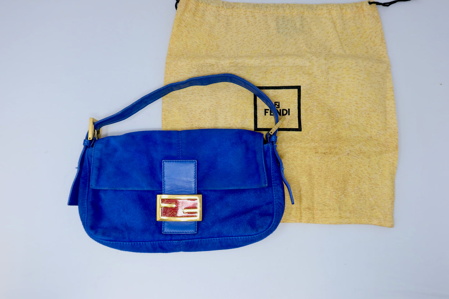 Fendi Baguette Blue Suede