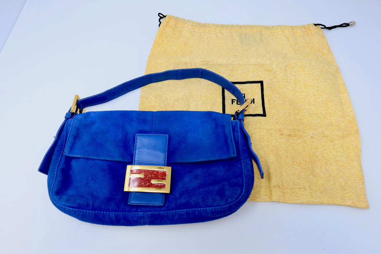 Fendi Baguette Blue Suede