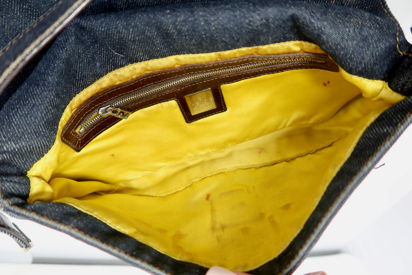 RARE Fendi Baguette Embroidered Beads Denim