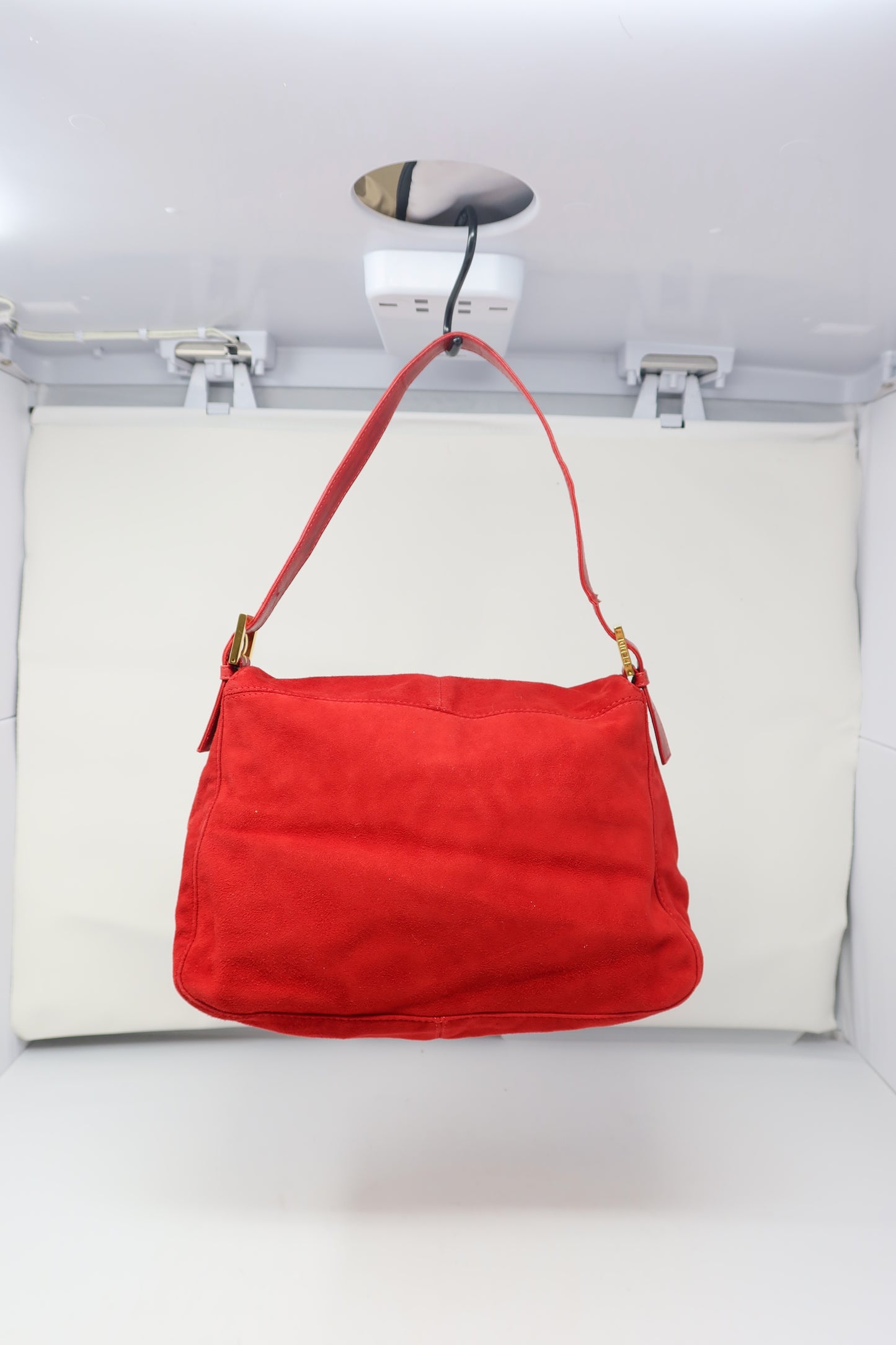 Fendi Red Suede Mamma Baguette Bag