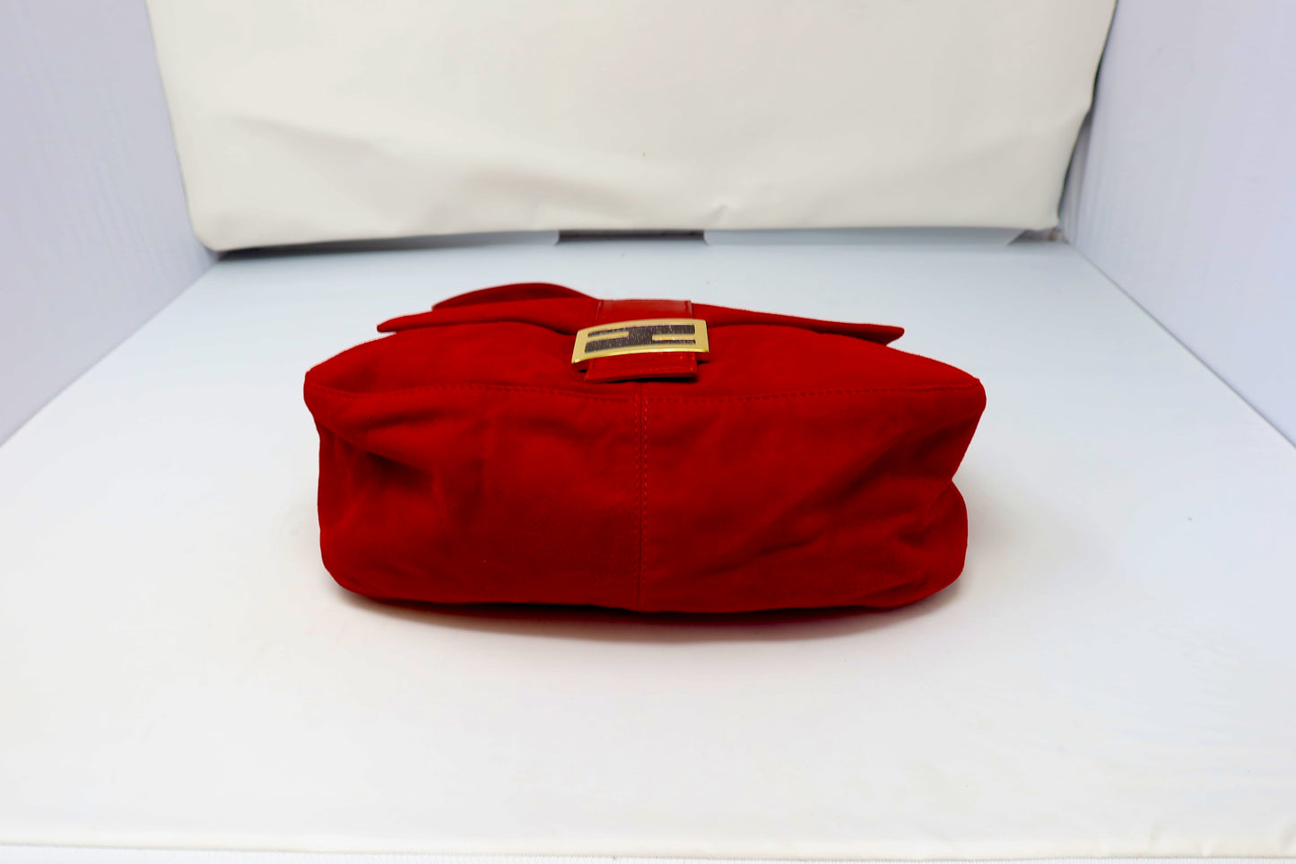Fendi Red Suede Mamma Baguette Bag