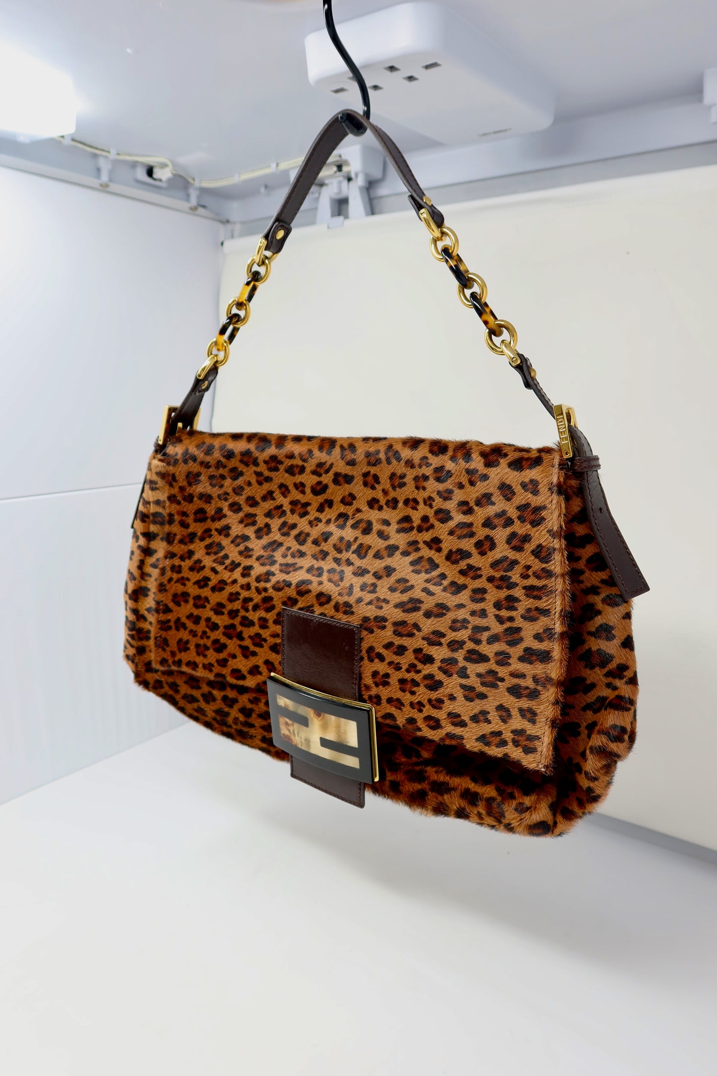 Fendi Mamma Baguette Leopard Pony Hair