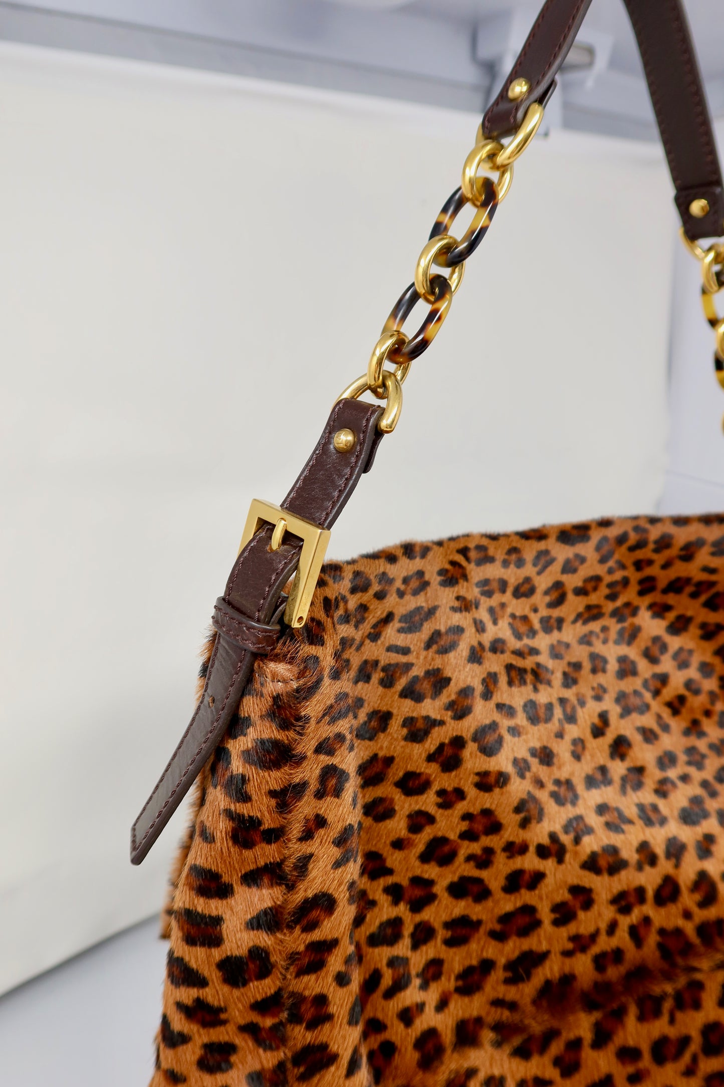 Fendi Mamma Baguette Leopard Pony Hair