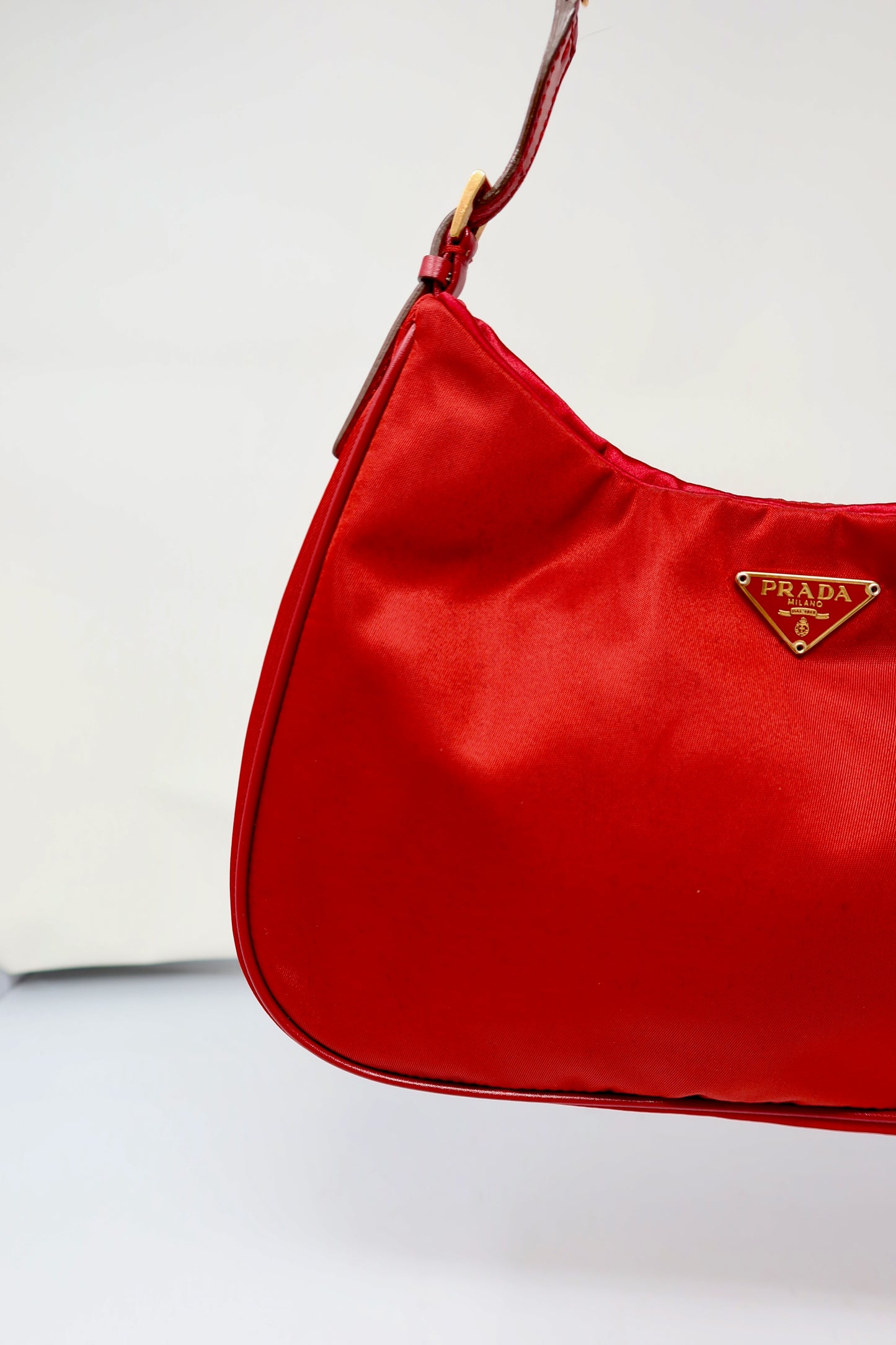 Prada Red Tessuto Nylon Shoulder Bag