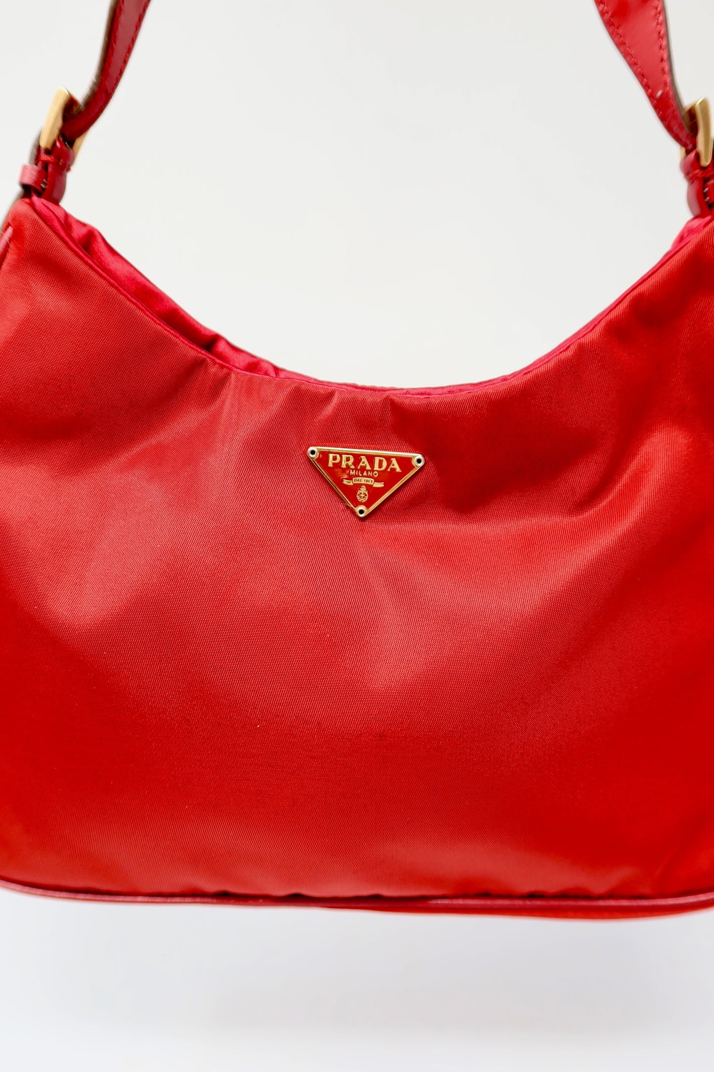 Prada Red Tessuto Nylon Shoulder Bag