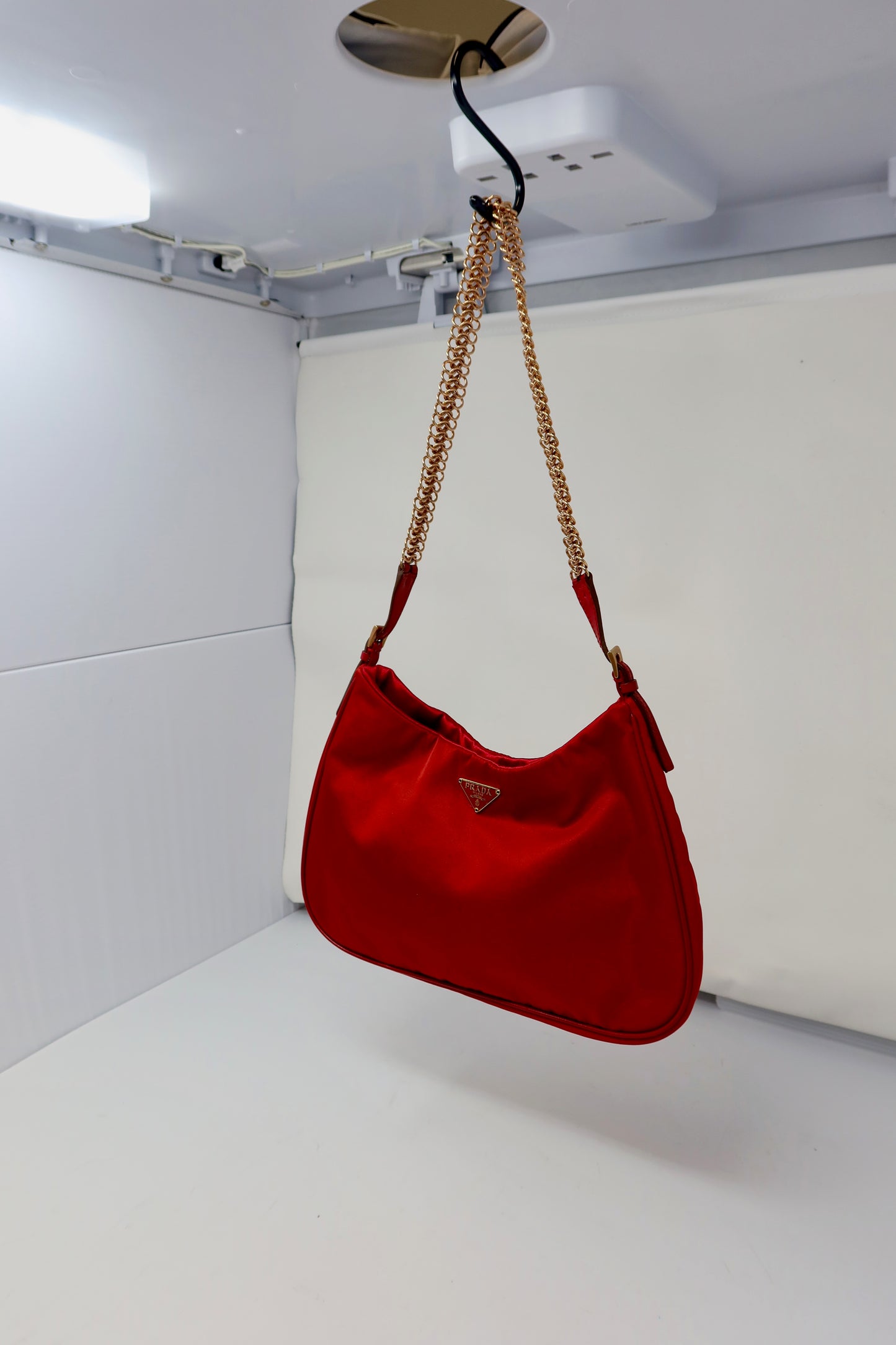 Prada Red Tessuto Nylon Shoulder Bag