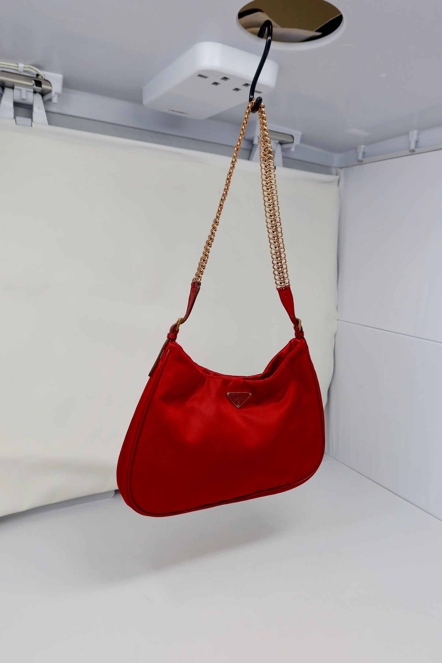 Prada Red Tessuto Nylon Shoulder Bag