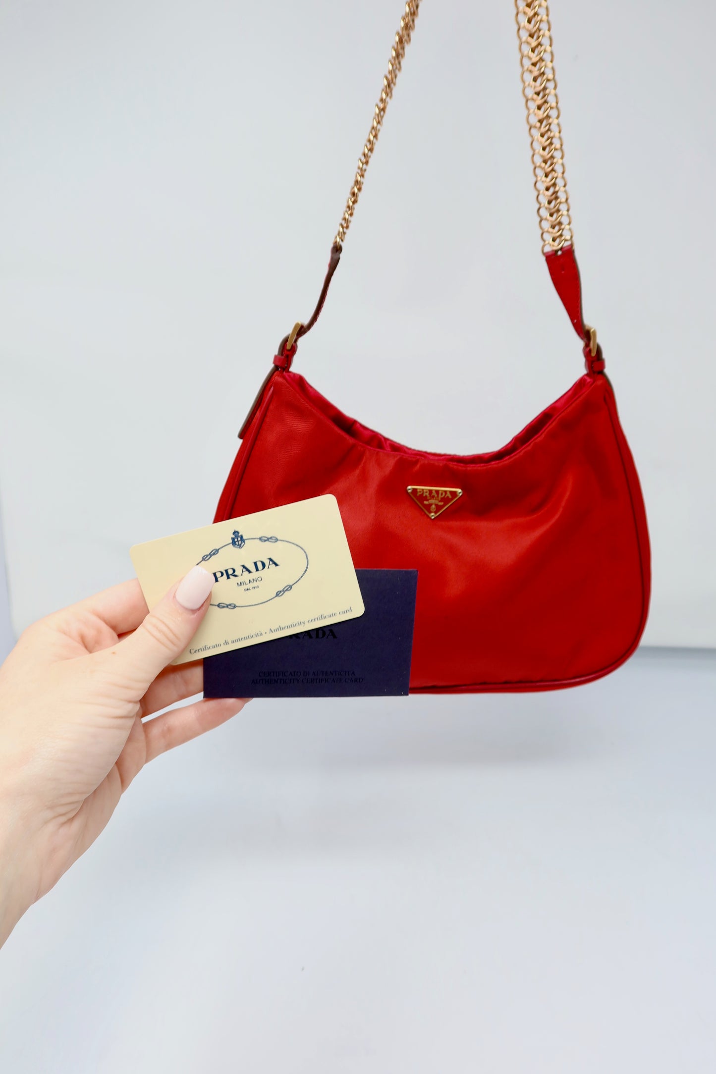 Prada Red Tessuto Nylon Shoulder Bag