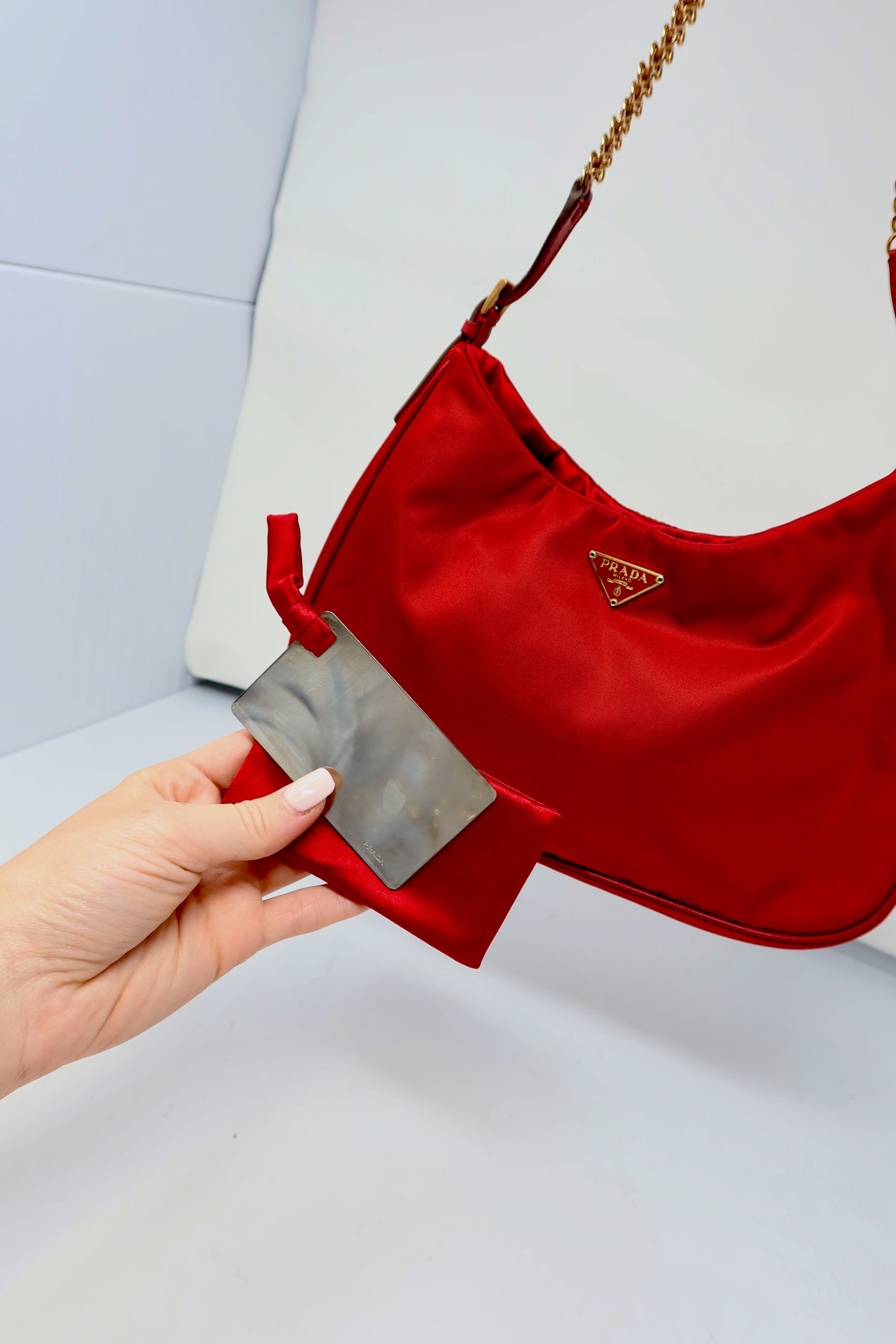 Prada Red Tessuto Nylon Shoulder Bag