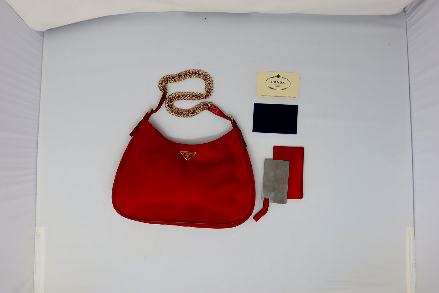 Prada Red Tessuto Nylon Shoulder Bag