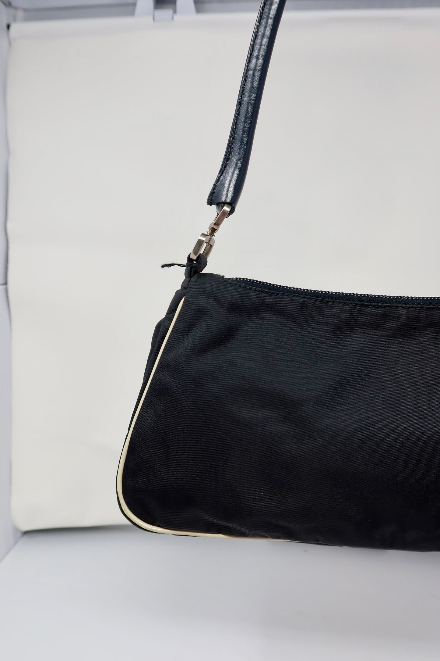 Prada Tessuto Rose Appliqué Shoulder Bag