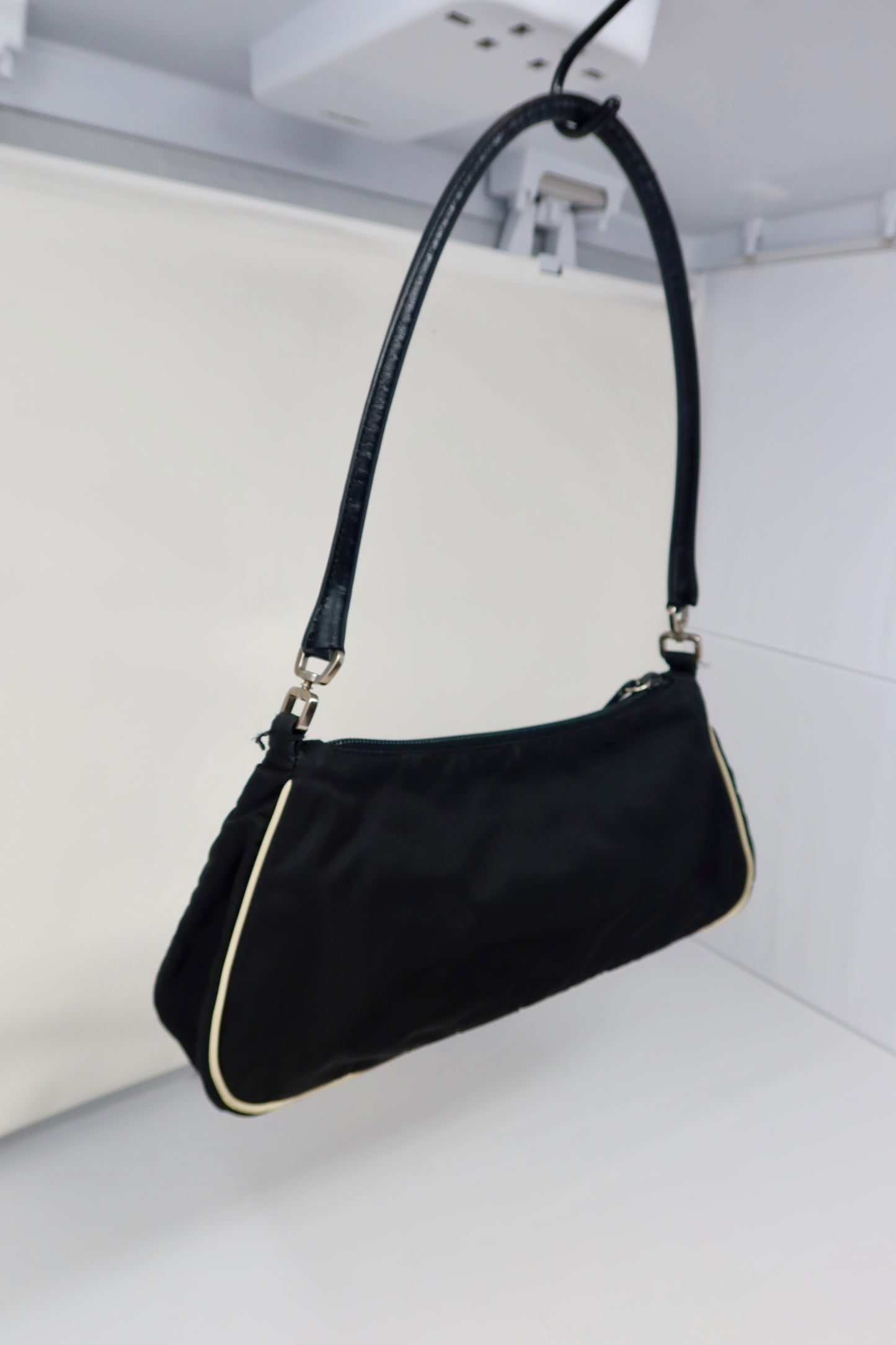 Prada Tessuto Rose Appliqué Shoulder Bag