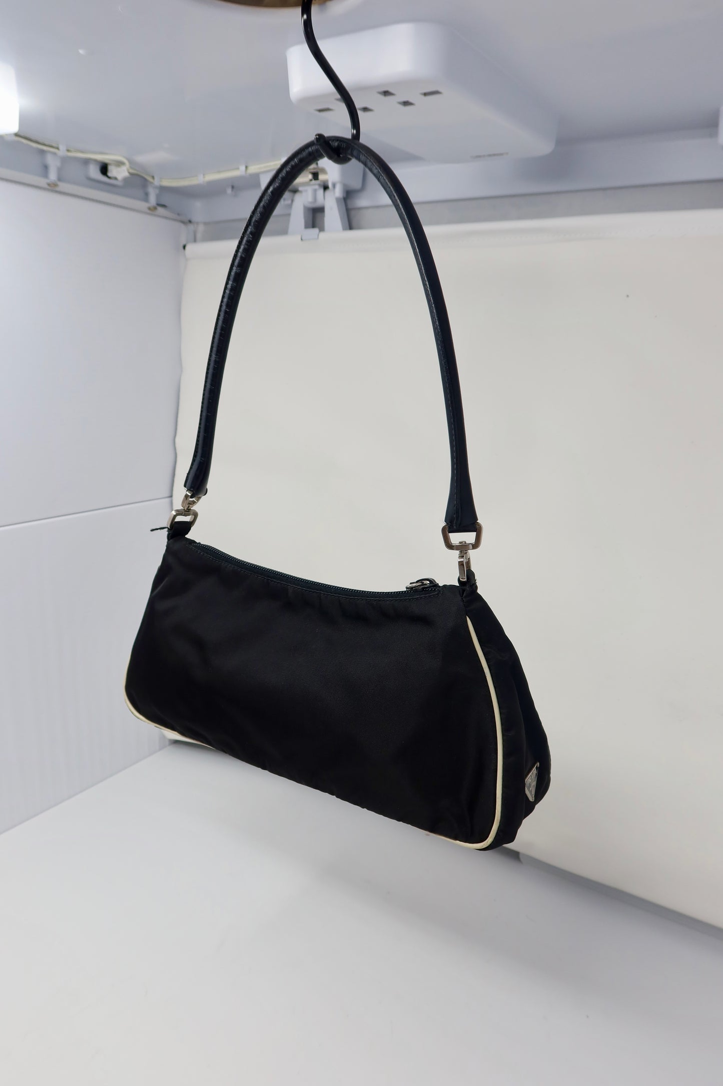 Prada Tessuto Rose Appliqué Shoulder Bag