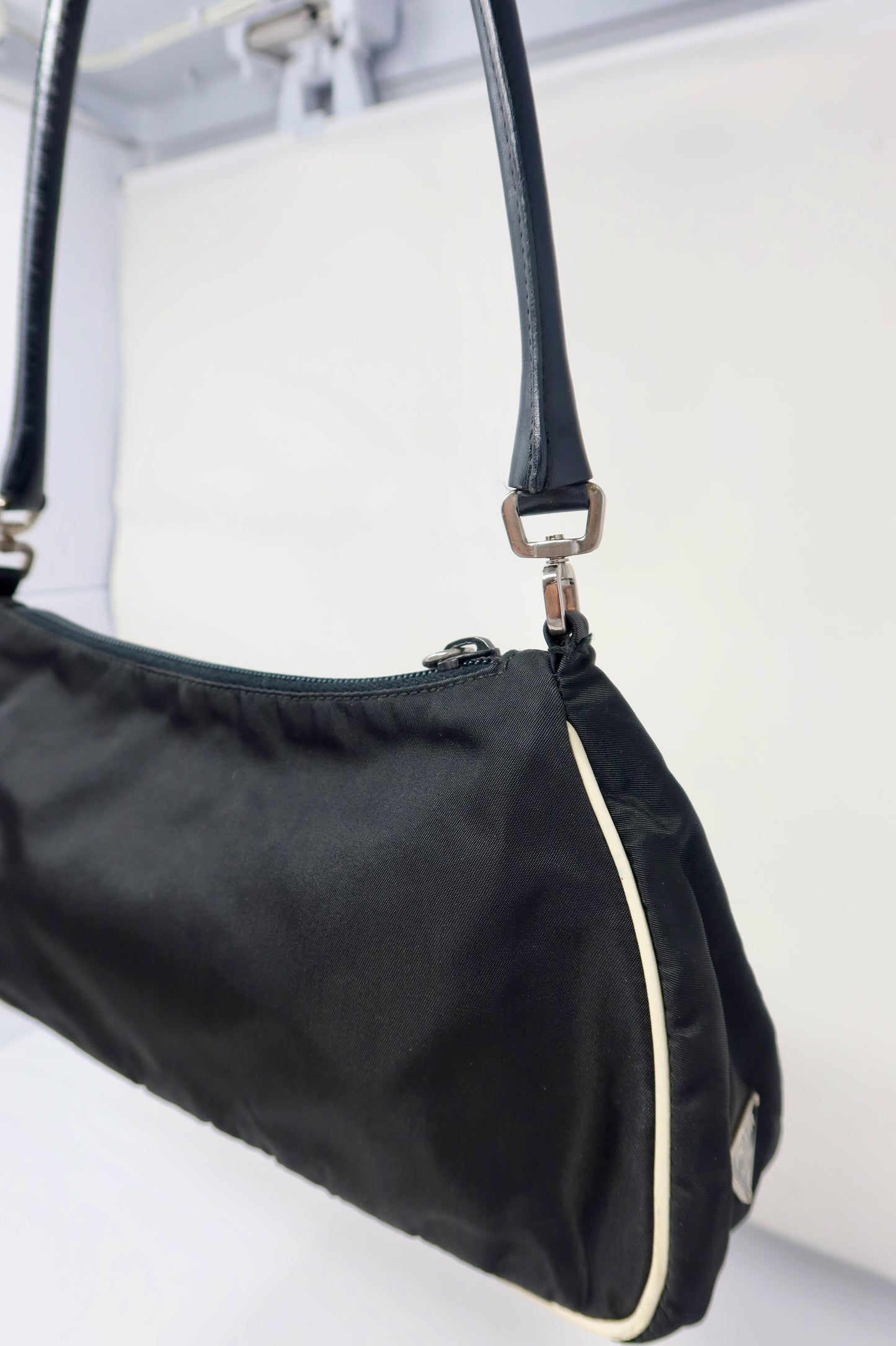 Prada Tessuto Rose Appliqué Shoulder Bag