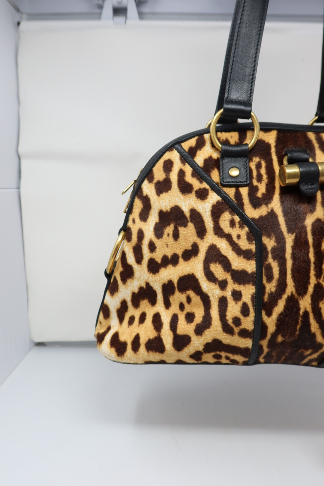 YSL Muse Leopard Print Ponyhair Handbag