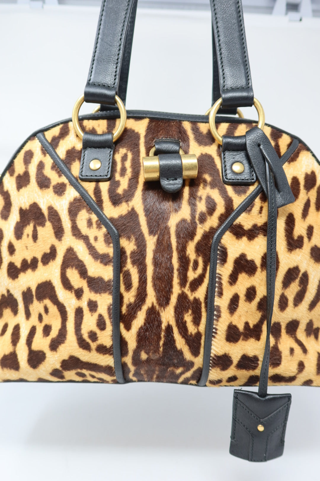 YSL Muse Leopard Print Ponyhair Handbag