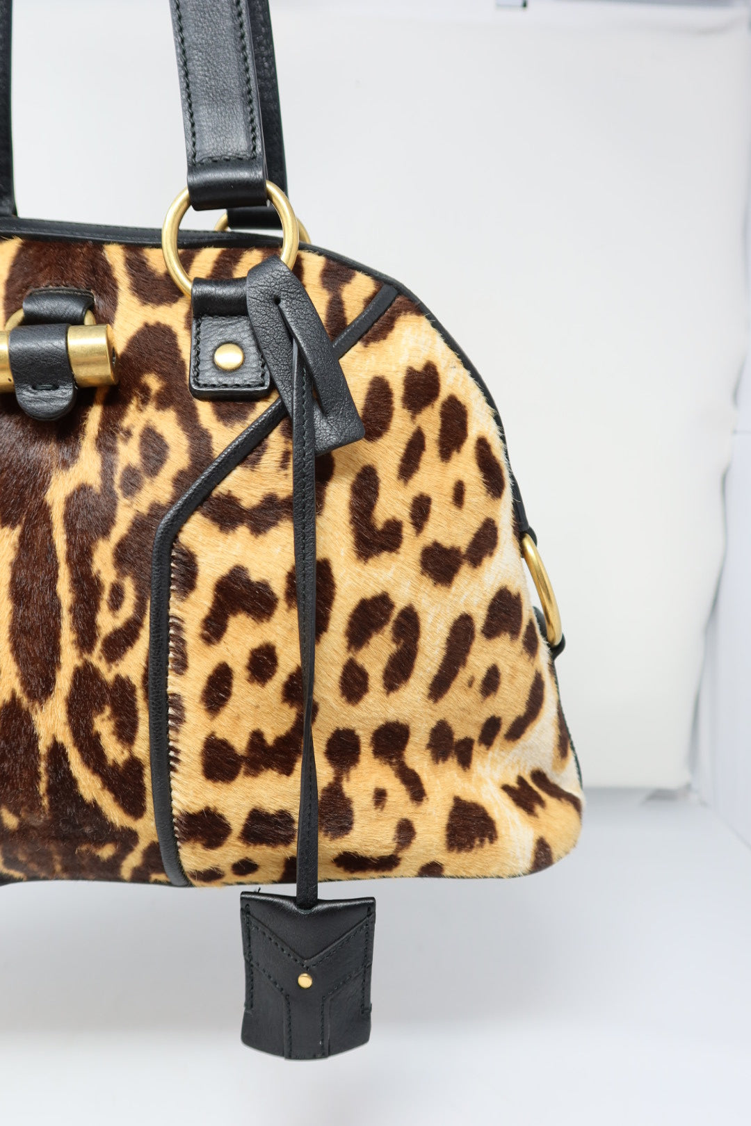 YSL Muse Leopard Print Ponyhair Handbag
