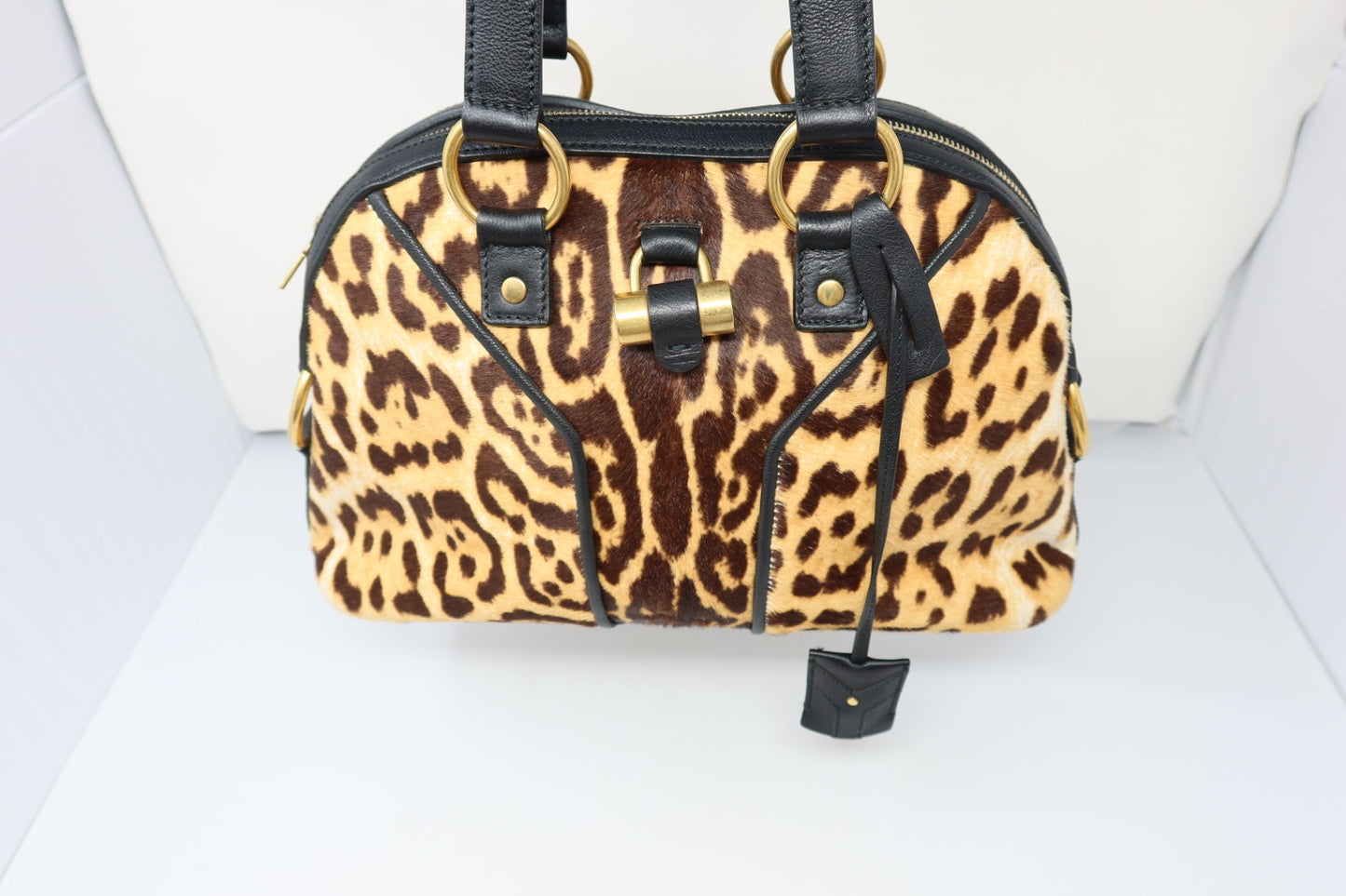 YSL Muse Leopard Print Ponyhair Handbag