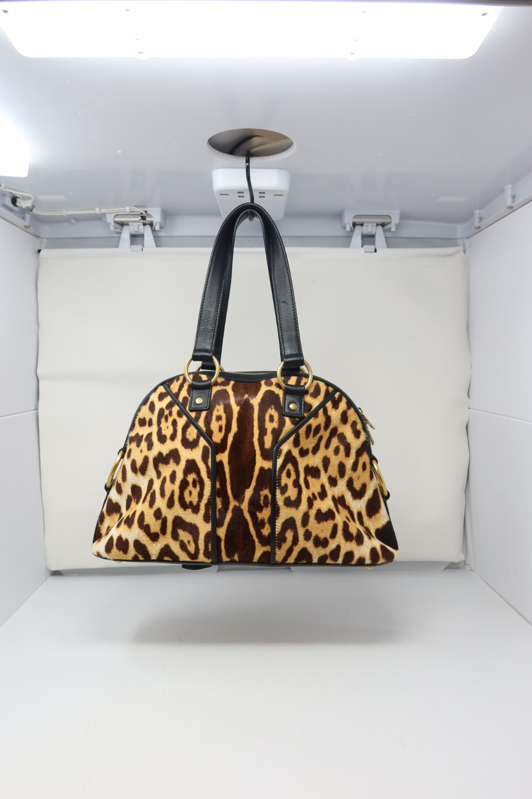 YSL Muse Leopard Print Ponyhair Handbag