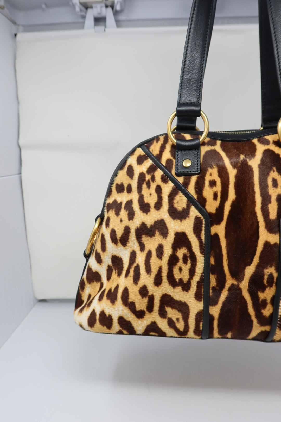YSL Muse Leopard Print Ponyhair Handbag