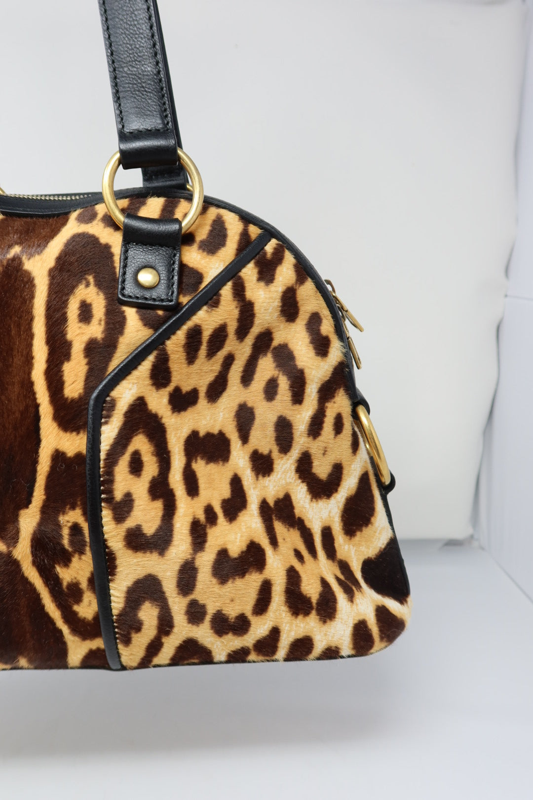 YSL Muse Leopard Print Ponyhair Handbag