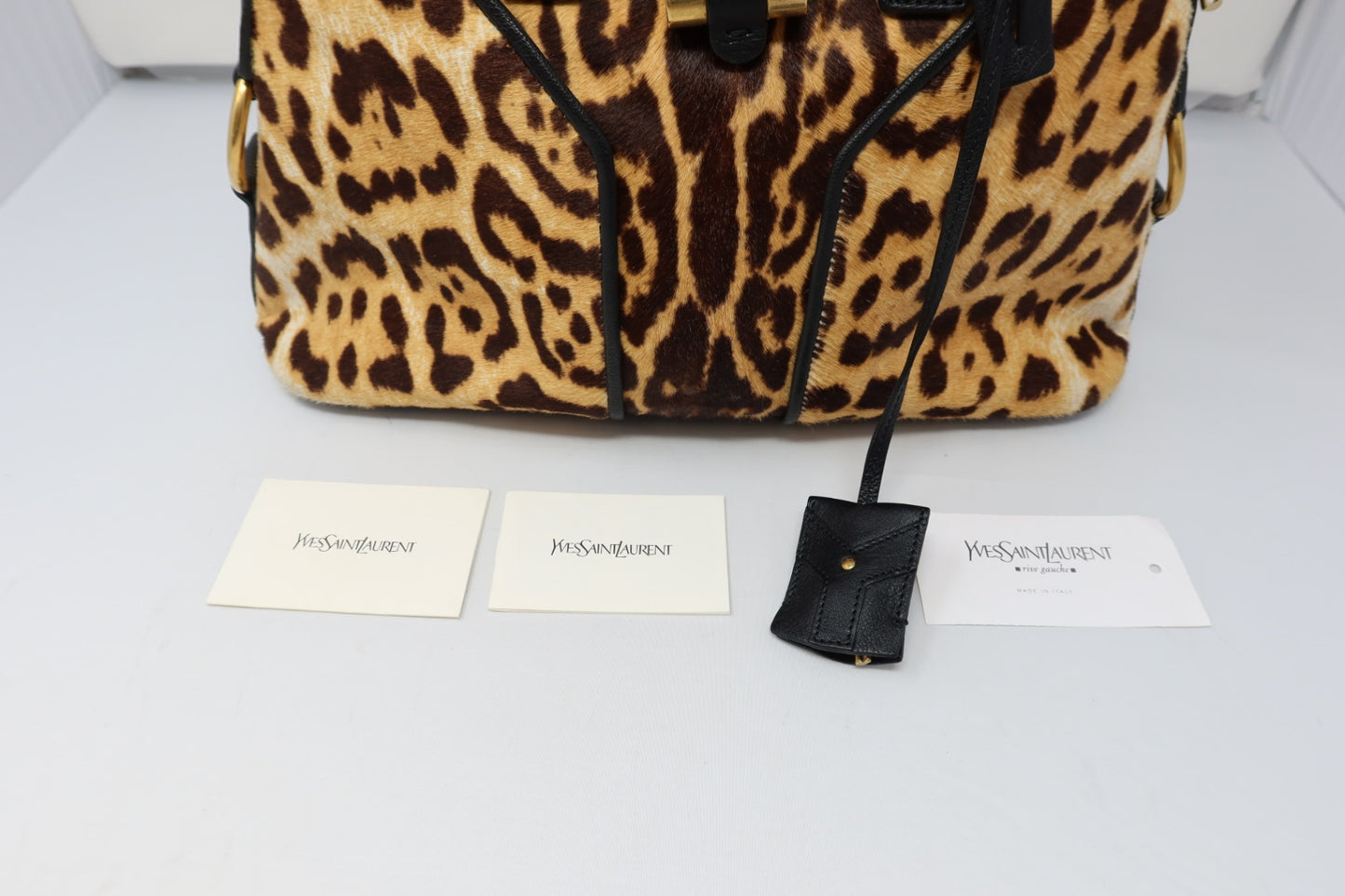 YSL Muse Leopard Print Ponyhair Handbag