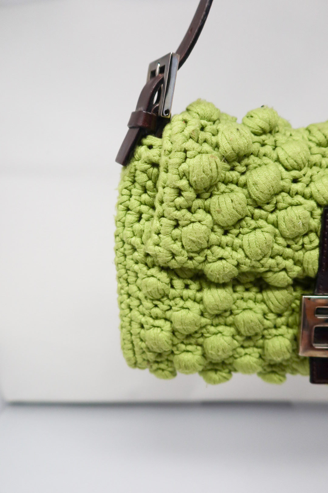 Fendi Lime Green Knit Baguette