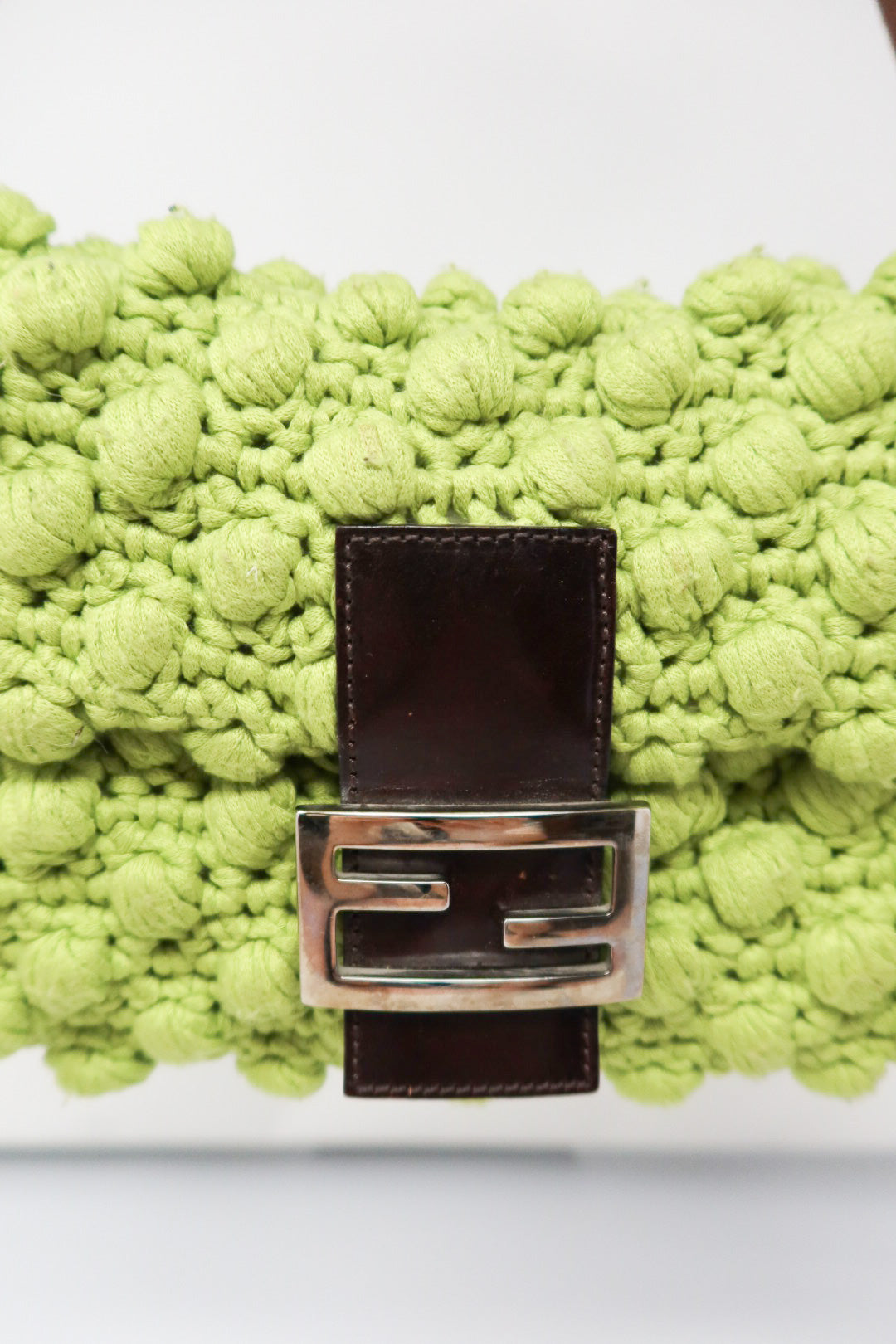 Fendi Lime Green Knit Baguette
