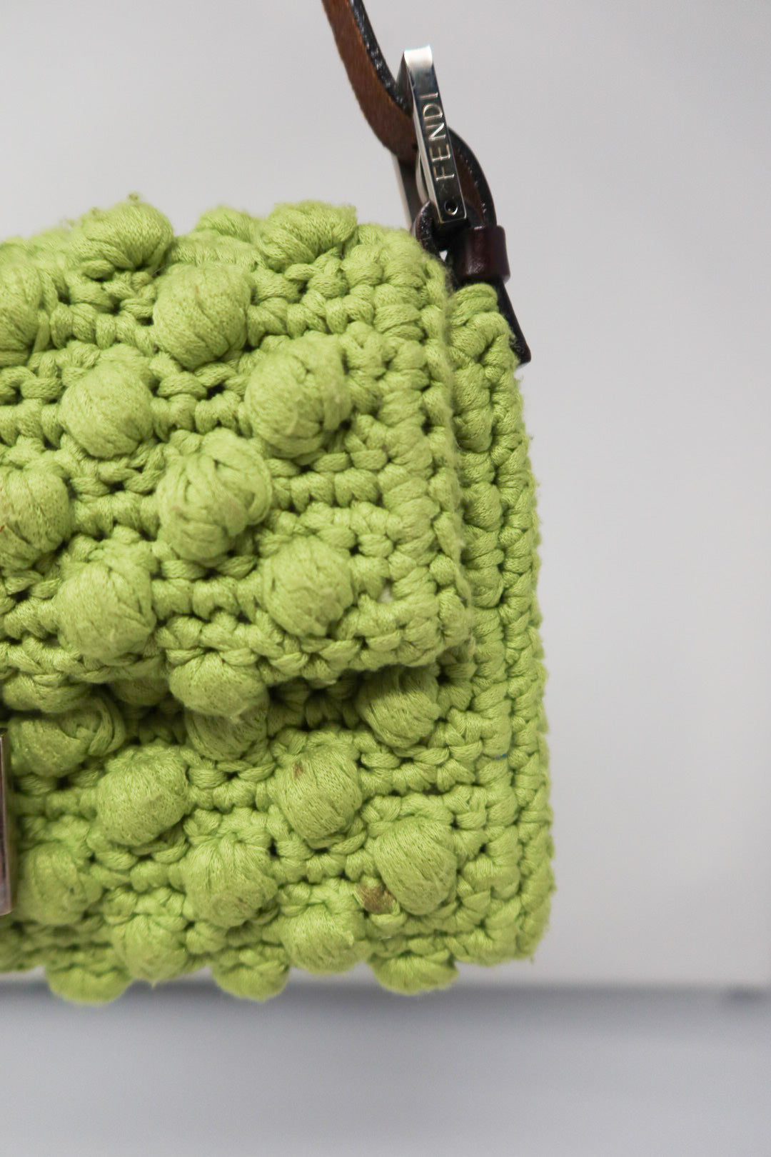 Fendi Lime Green Knit Baguette